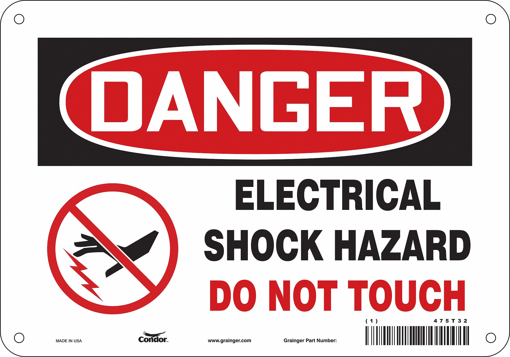 Safety Sign: Polyethylene, Mounting Holes Sign Mounting, 7 in x 10 in Nominal Sign Size