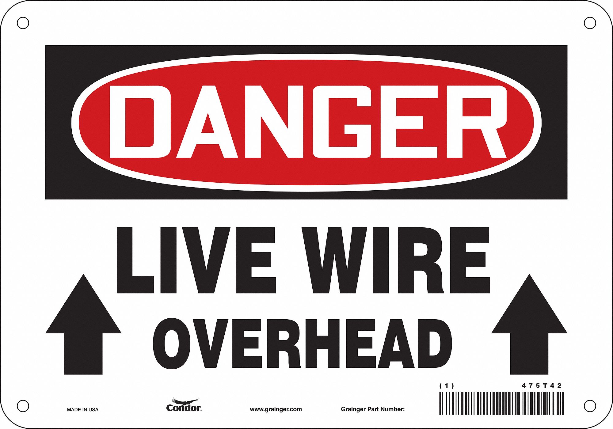 Safety Sign: Aluminum, Mounting Holes Sign Mounting, 7 in x 10 in Nominal Sign Size, 0.032 in Thick