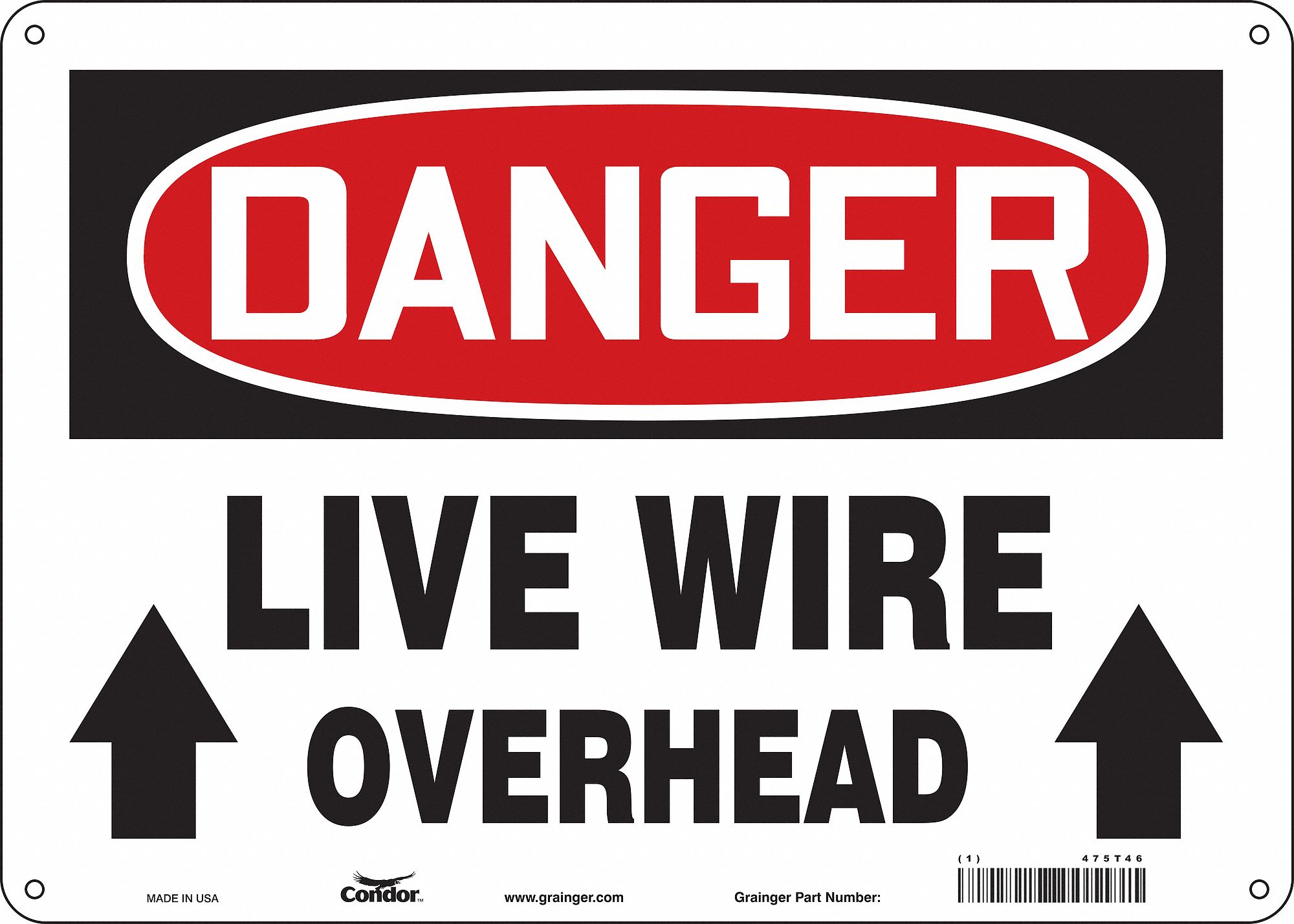 Safety Sign: Polyethylene, Mounting Holes Sign Mounting, 10 in x 14 in Nominal Sign Size, Danger