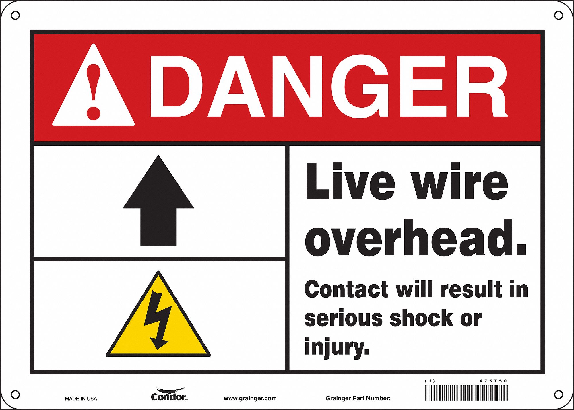 Safety Sign: Aluminum, Mounting Holes Sign Mounting, 10 in x 14 in Nominal Sign Size, 0.032 in Thick