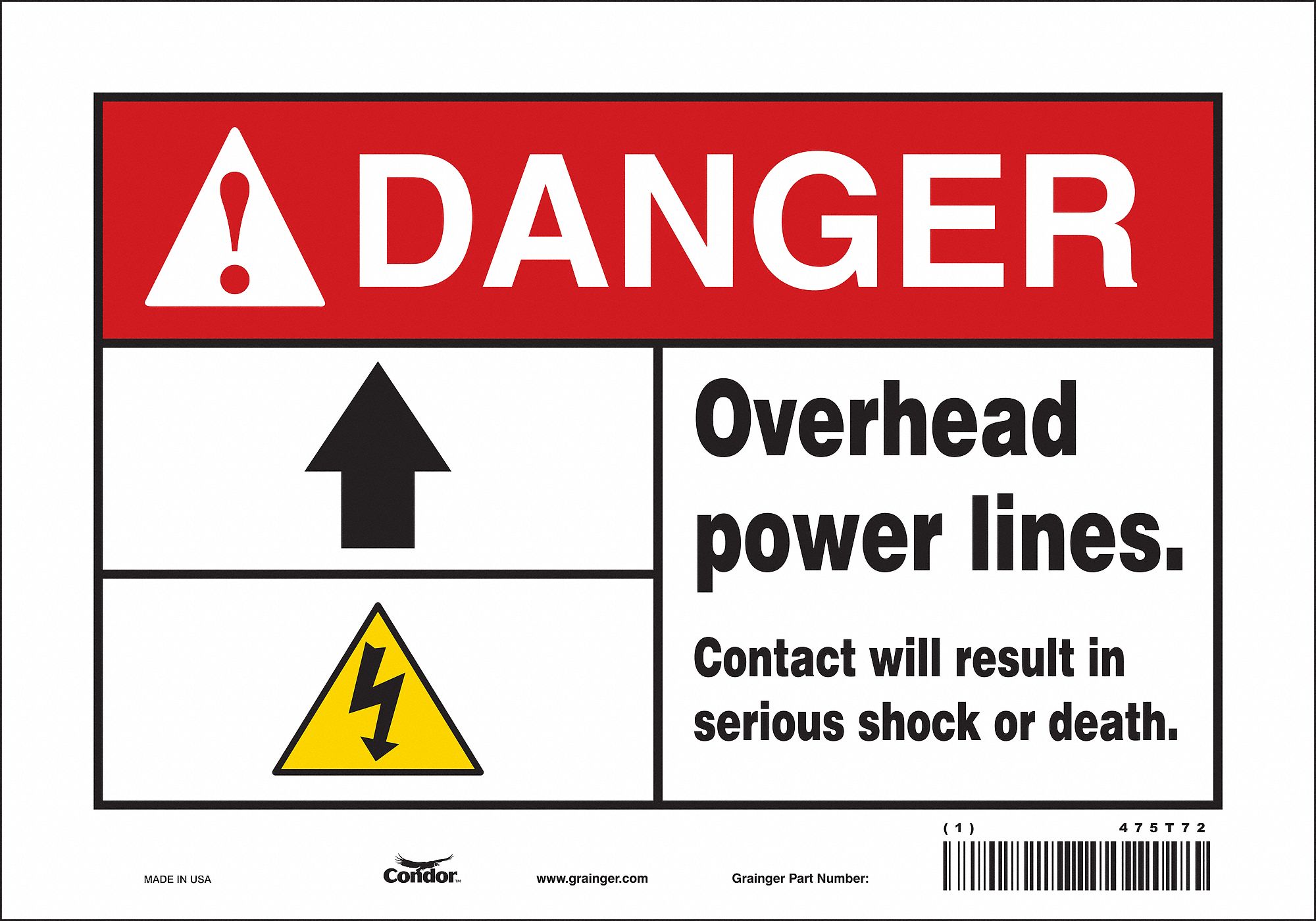 Safety Sign: Vinyl, Adhesive Sign Mounting, 7 in x 10 in Nominal Sign Size, Not Retroreflective