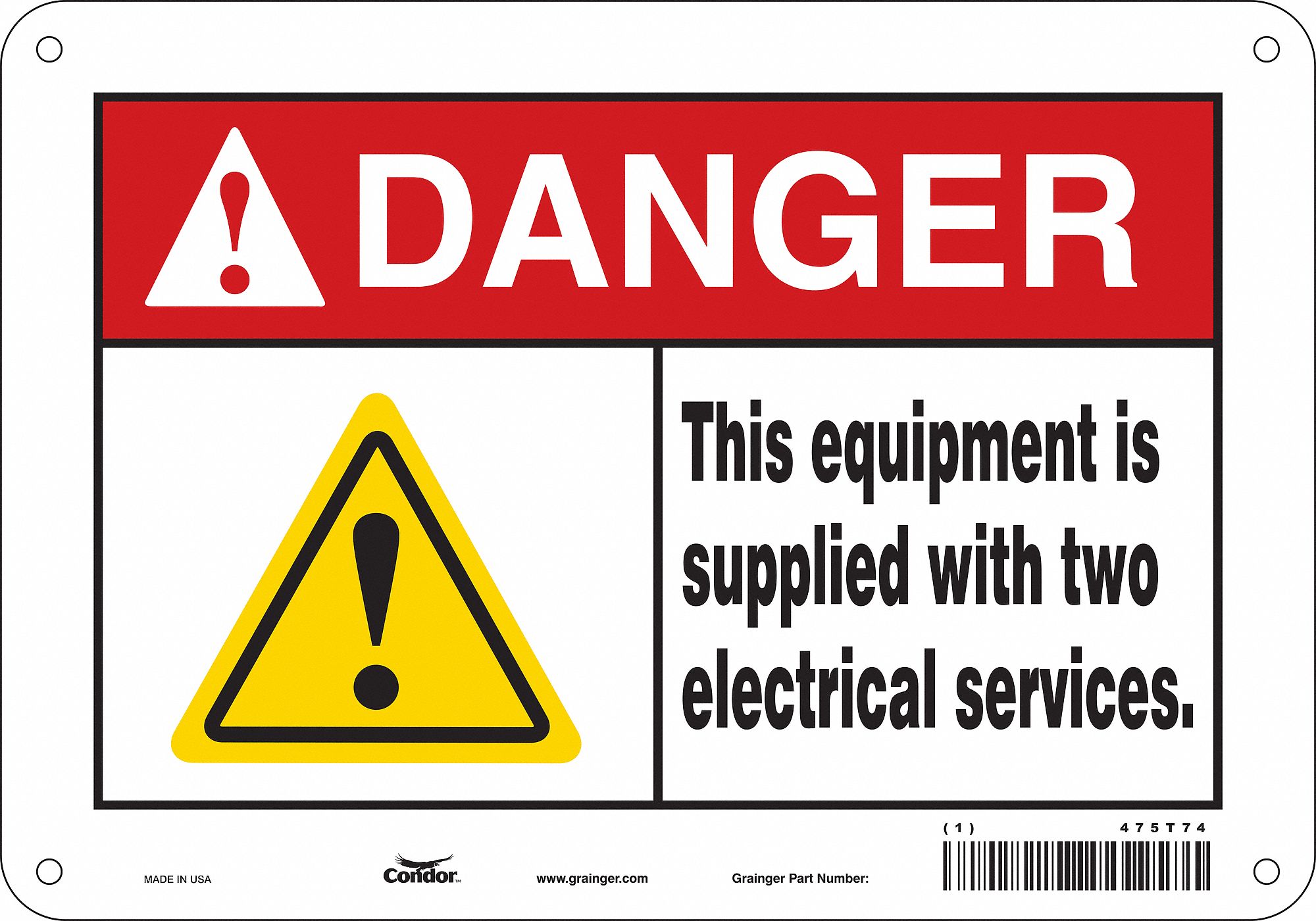Safety Sign, 7 in x 10 in, Aluminum