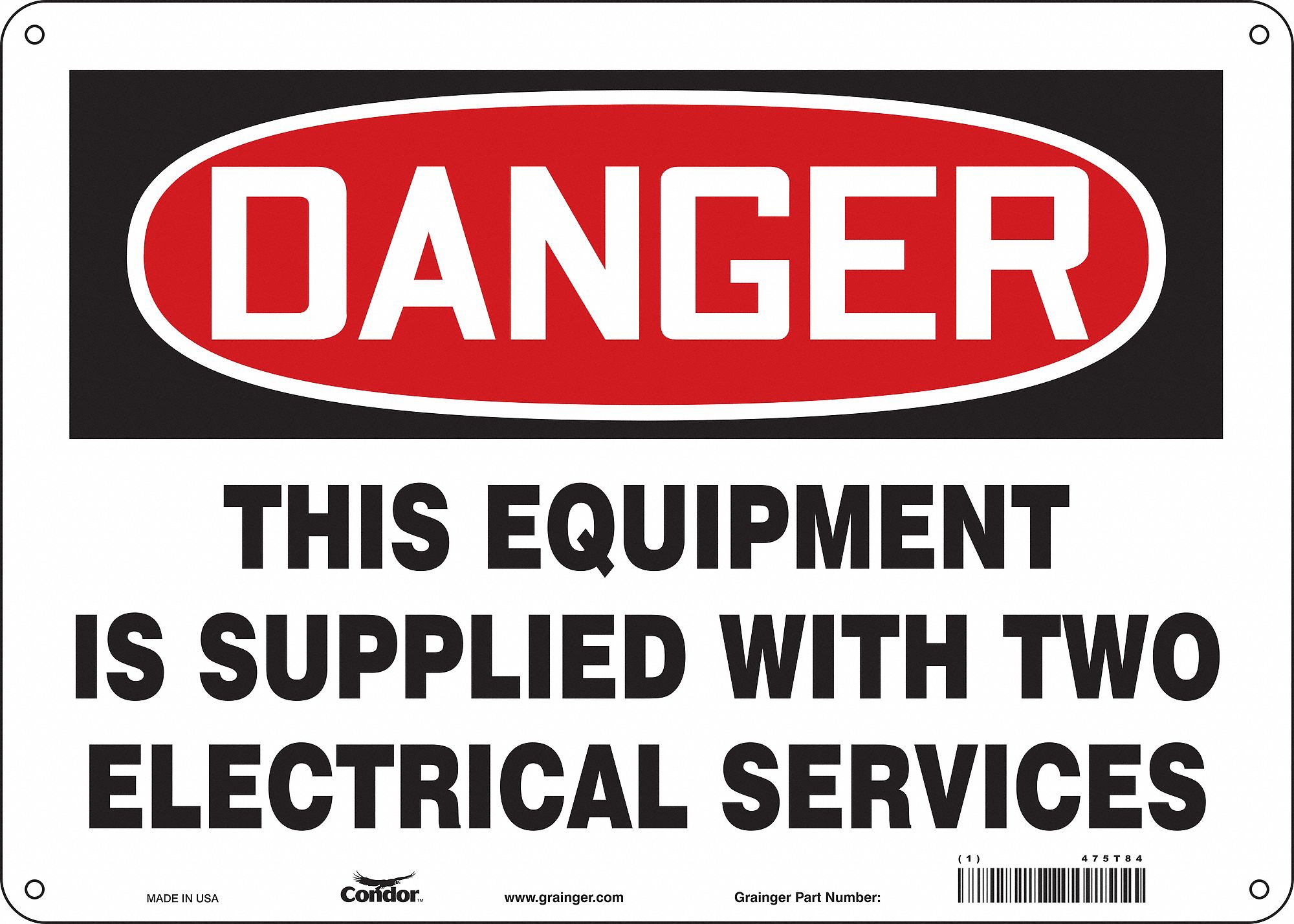 Safety Sign: Polyethylene, Mounting Holes Sign Mounting, 10 in x 14 in Nominal Sign Size