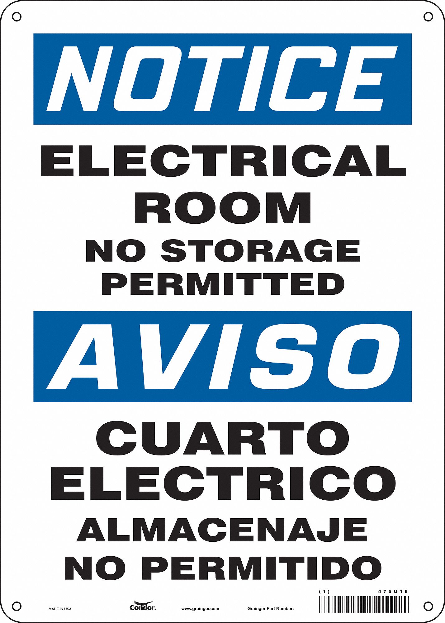 Safety Sign: Polyethylene, Mounting Holes Sign Mounting, 14 in x 10 in Nominal Sign Size