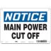 Notice: Main Power Cut Off Signs