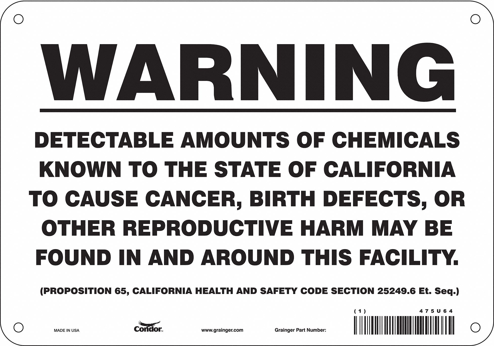 Safety Sign, 10" Wx7" H, 0.032" Thickness