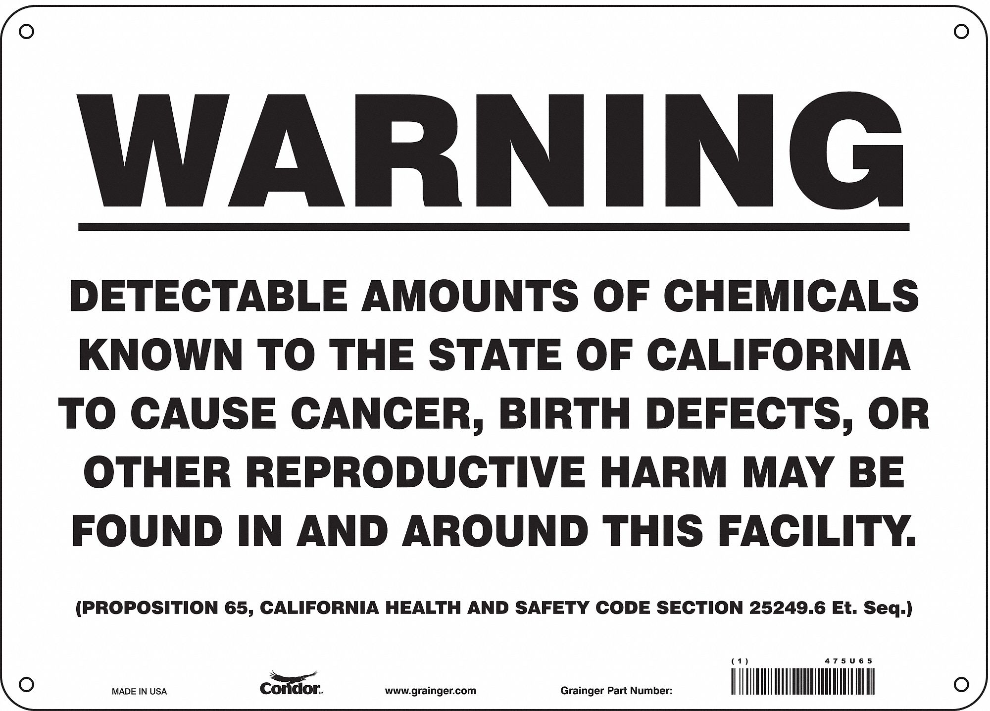 Safety Sign, 14" Wx10" H, 0.032" Thickness