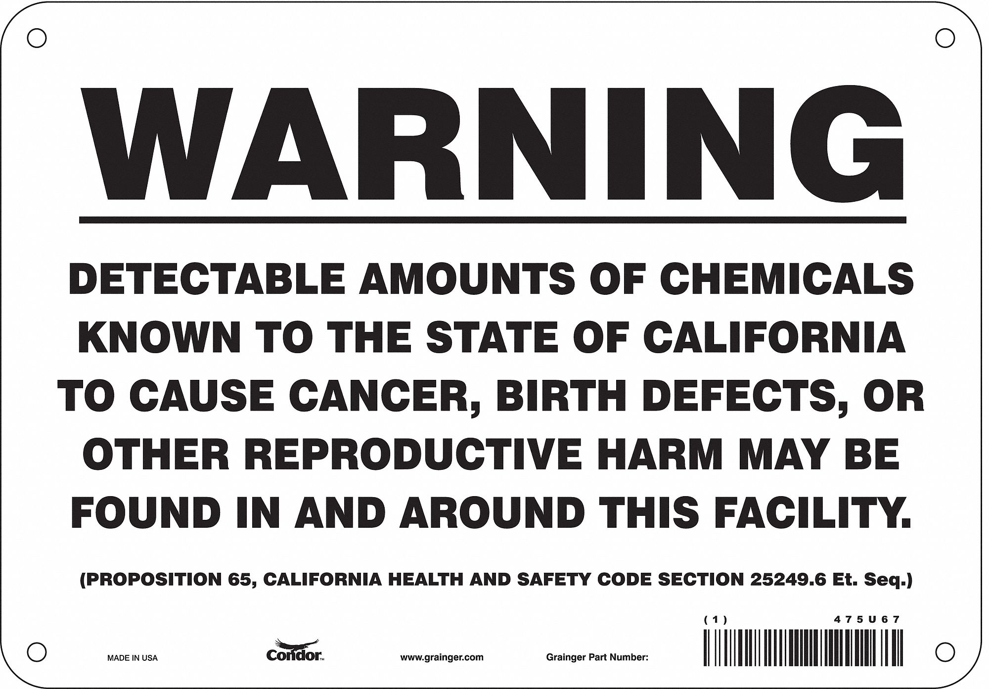 Safety Sign, 10" Wx7" H, 0.055" Thickness