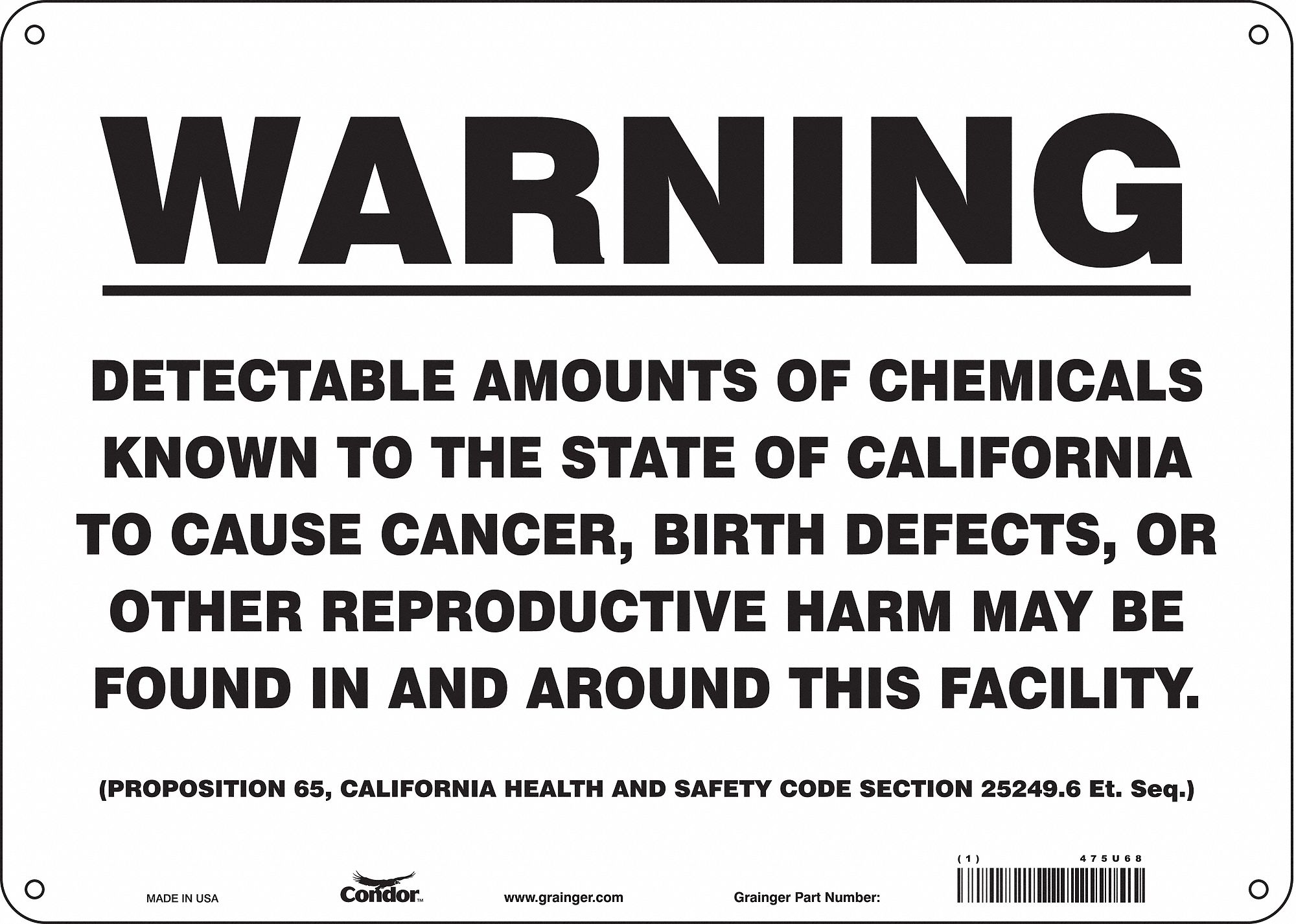 Safety Sign, 14" Wx10" H, 0.055" Thickness