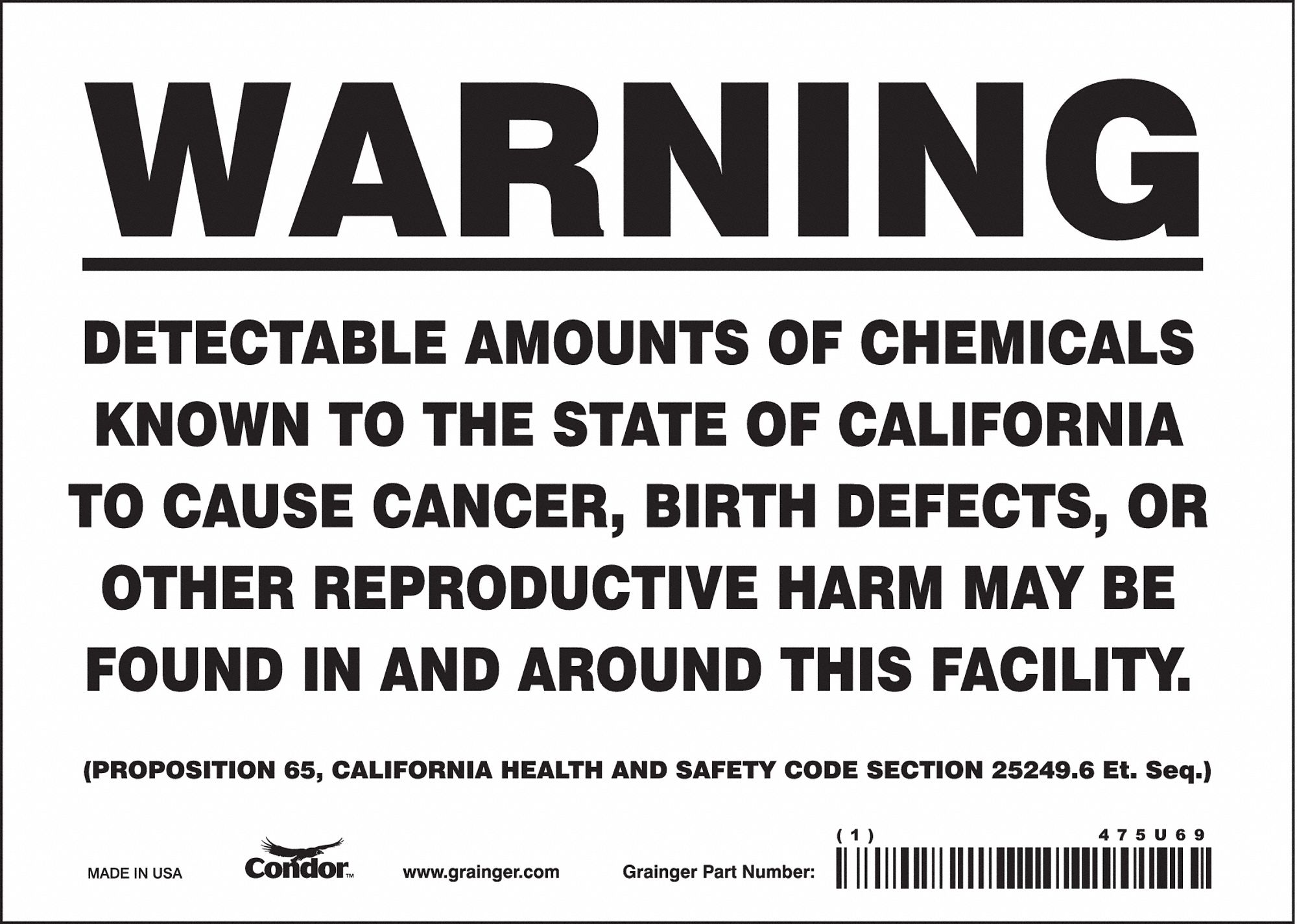 Safety Sign, 7" Wx5" H, 0.004" Thickness