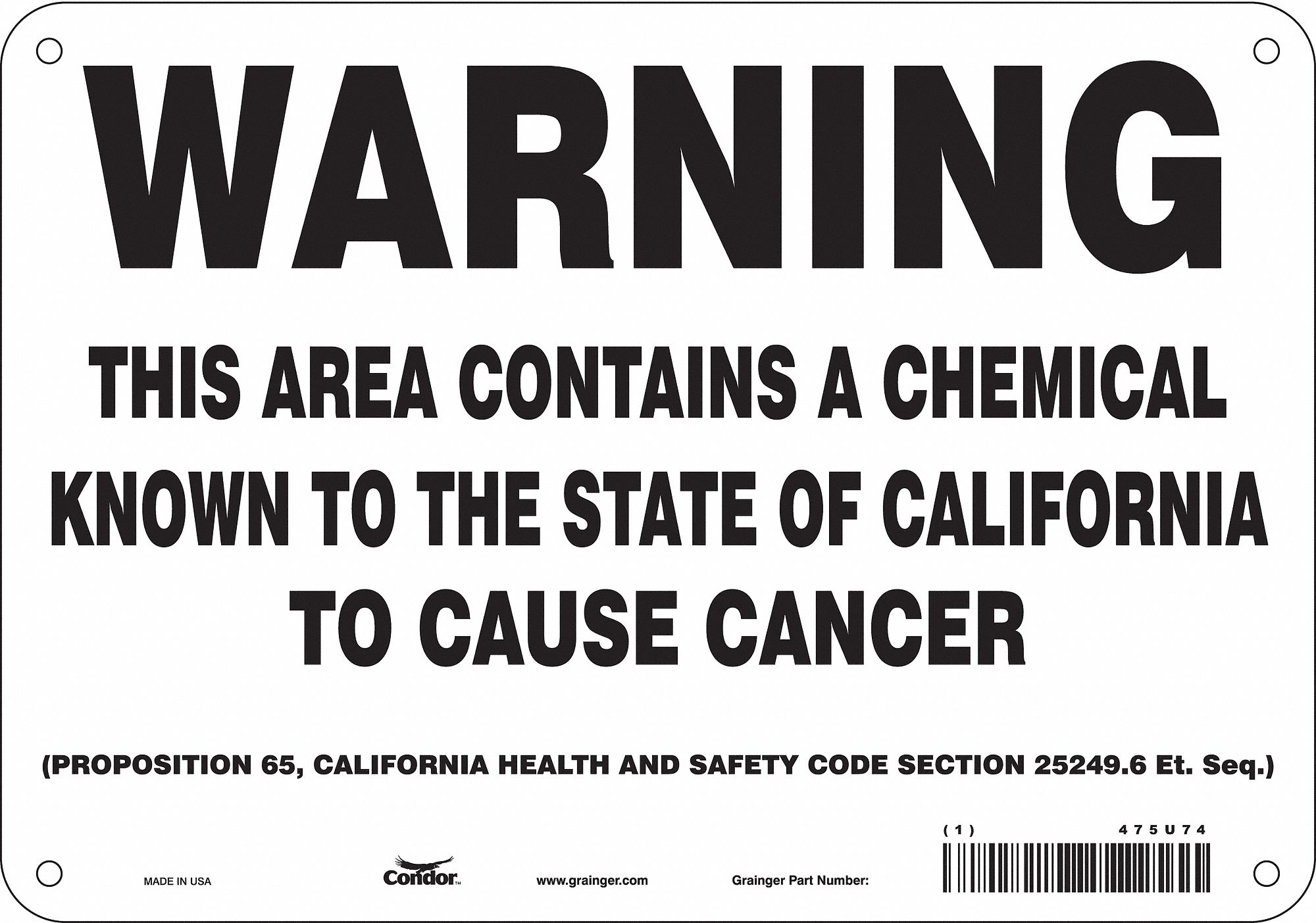 Safety Sign, 10" Wx7" H, 0.055" Thickness