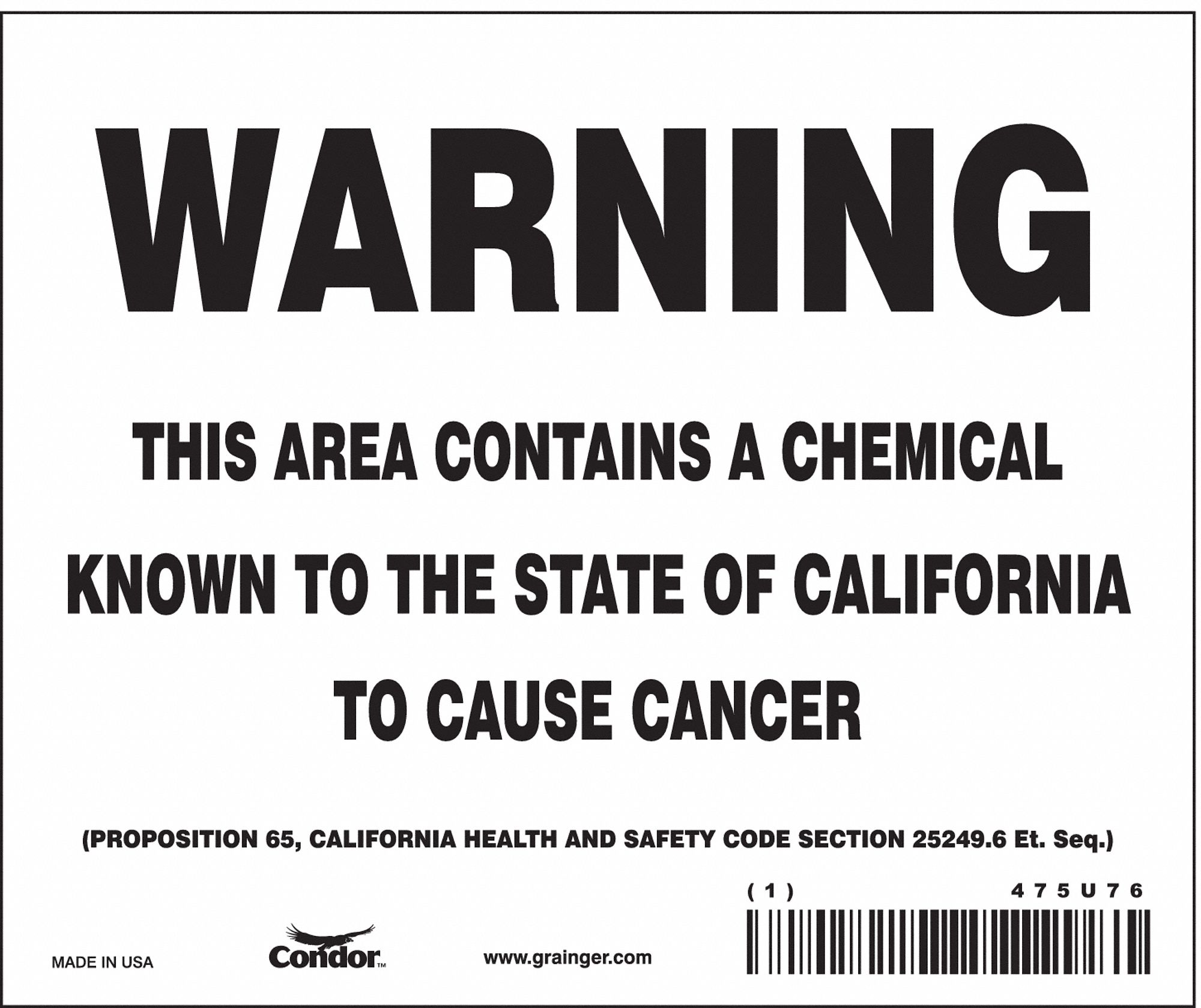 Safety Sign, 6" Wx5" H, 0.004" Thickness