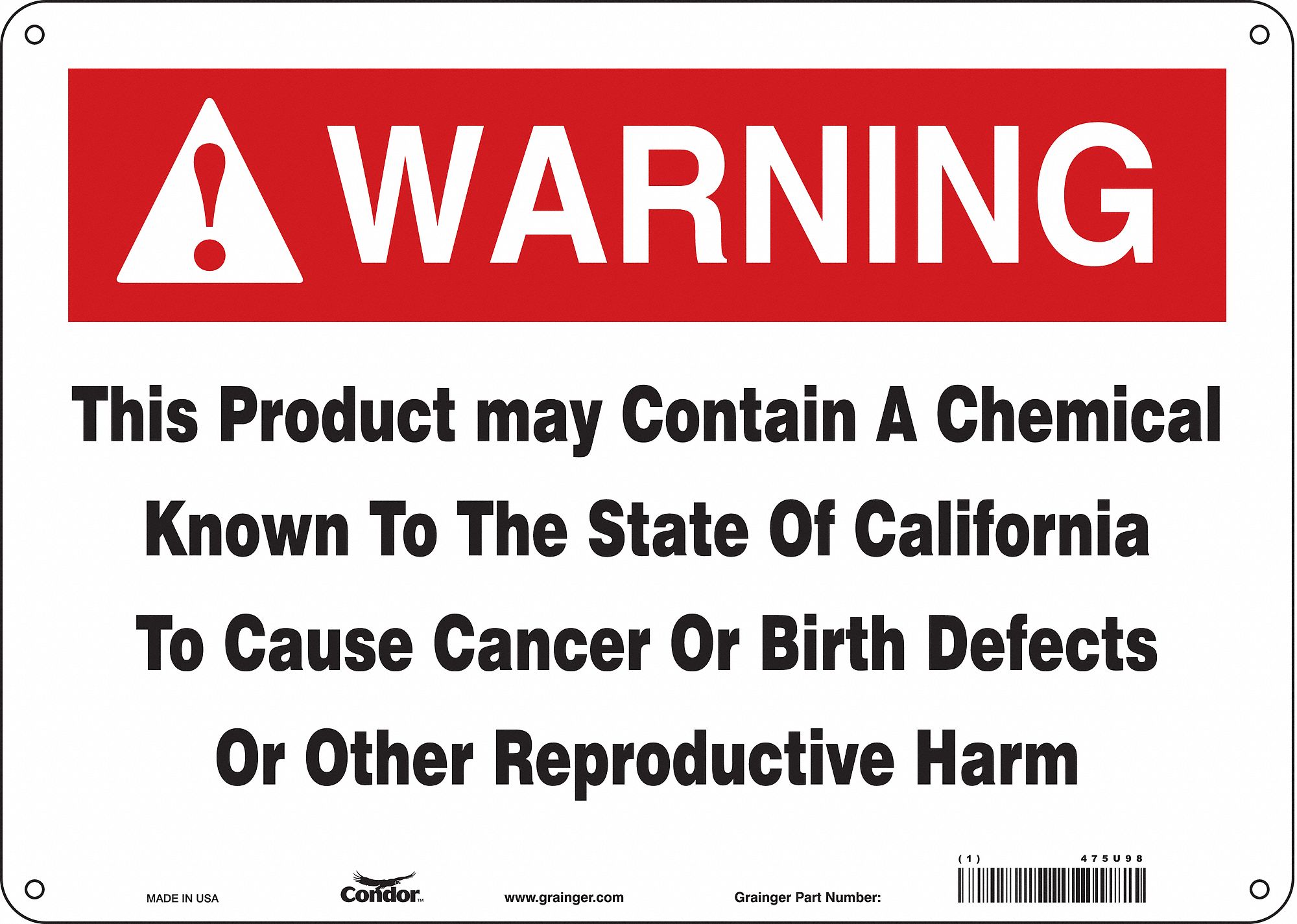 Safety Sign, 14" Wx10" H, 0.032" Thickness