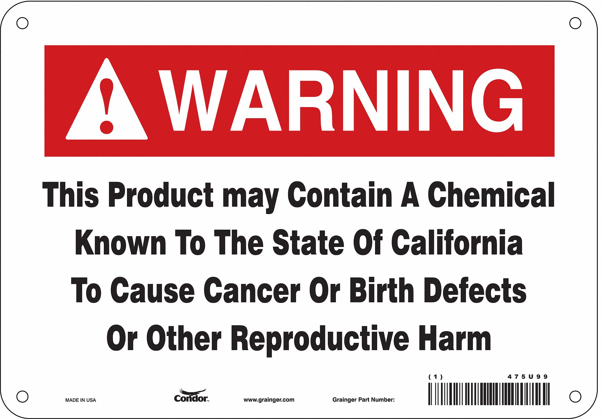 Safety Sign, 10" Wx7" H, 0.055" Thickness