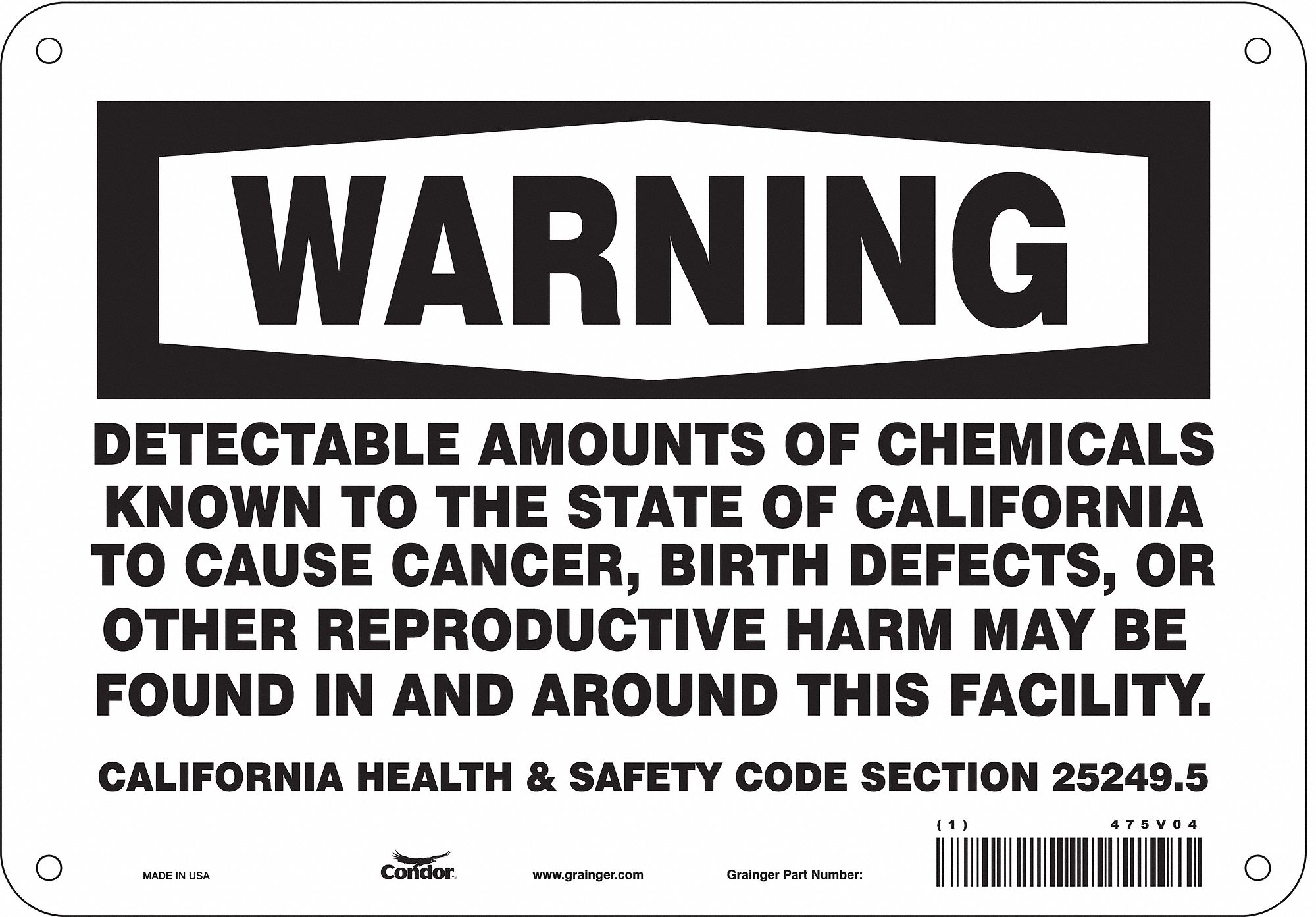 Safety Sign, 10" Wx7" H, 0.032" Thickness