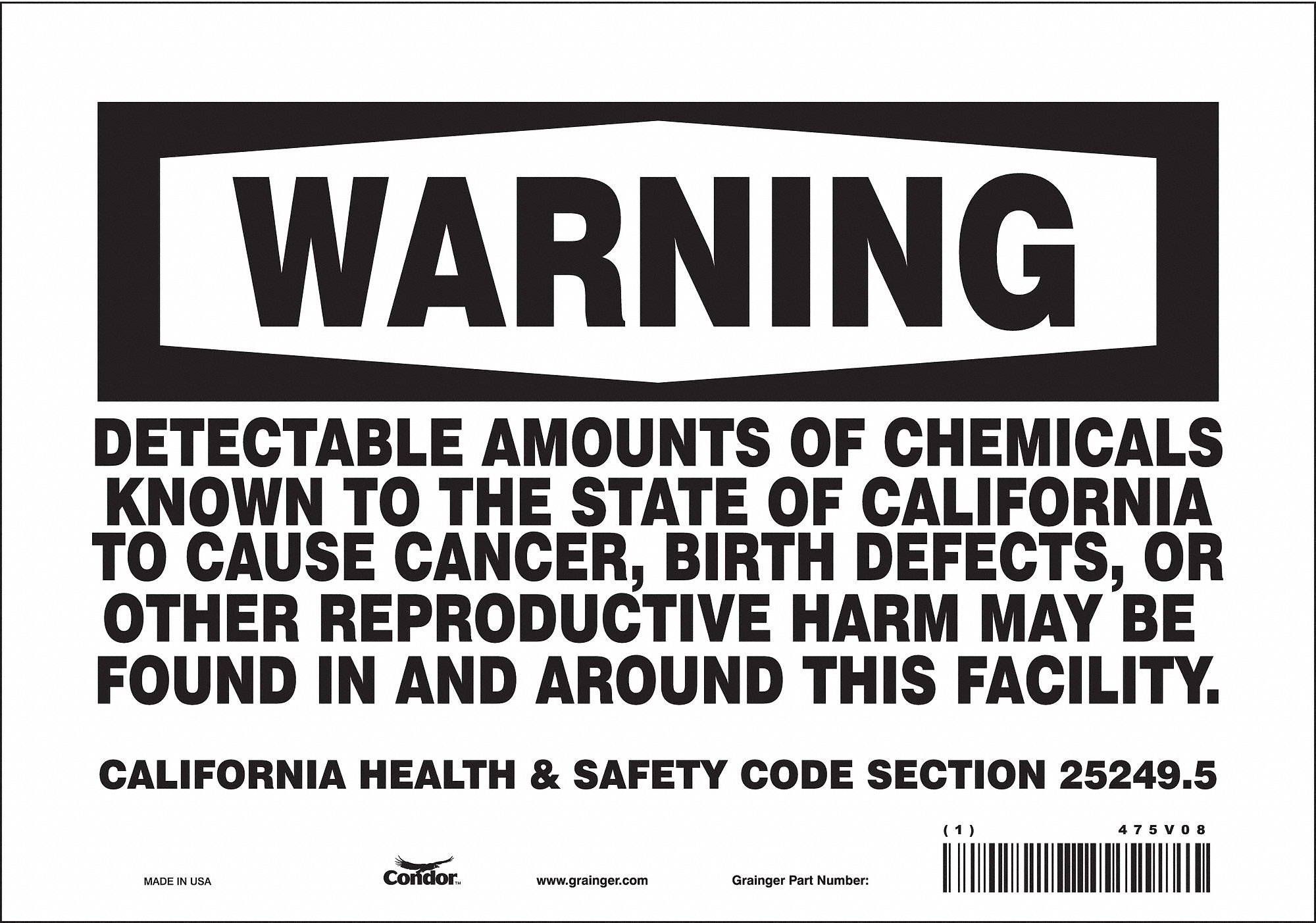 Safety Sign, 10" Wx7" H, 0.004" Thickness