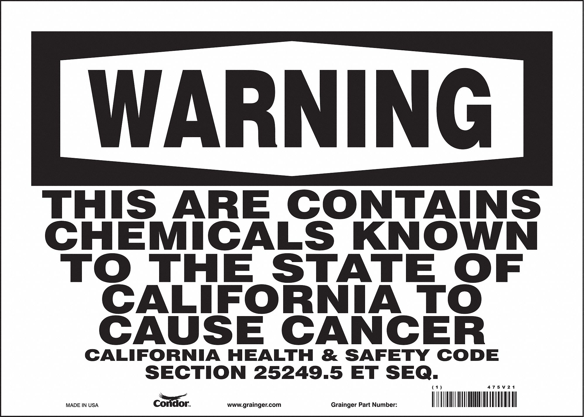 Safety Sign, 14" Wx10" H, 0.004" Thickness