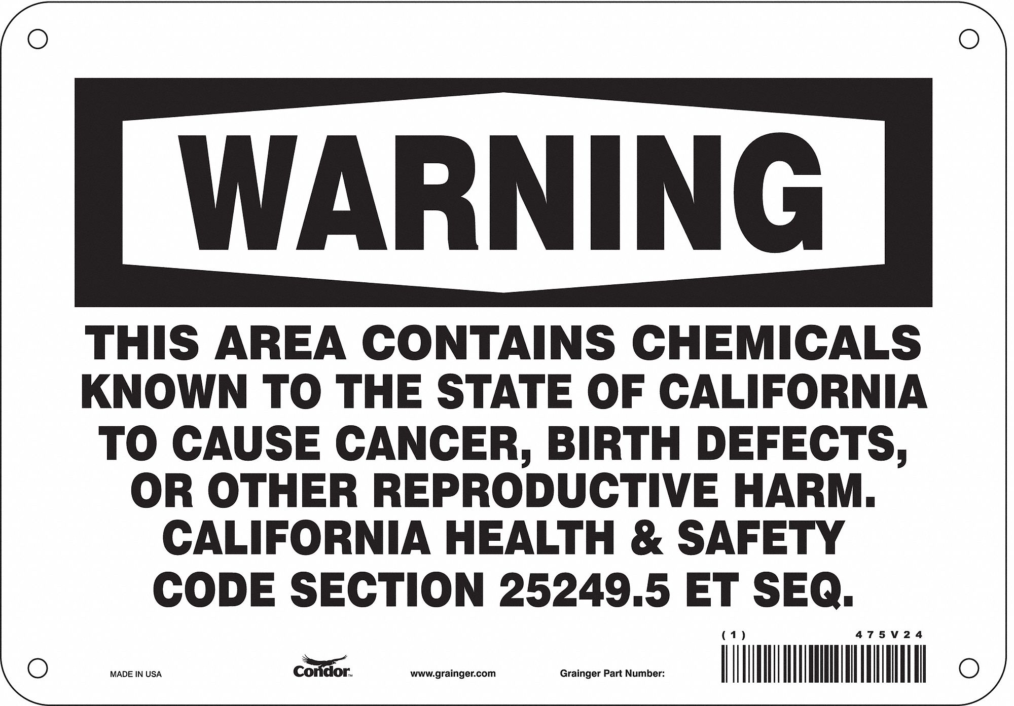 Safety Sign, 10" Wx7" H, 0.055" Thickness