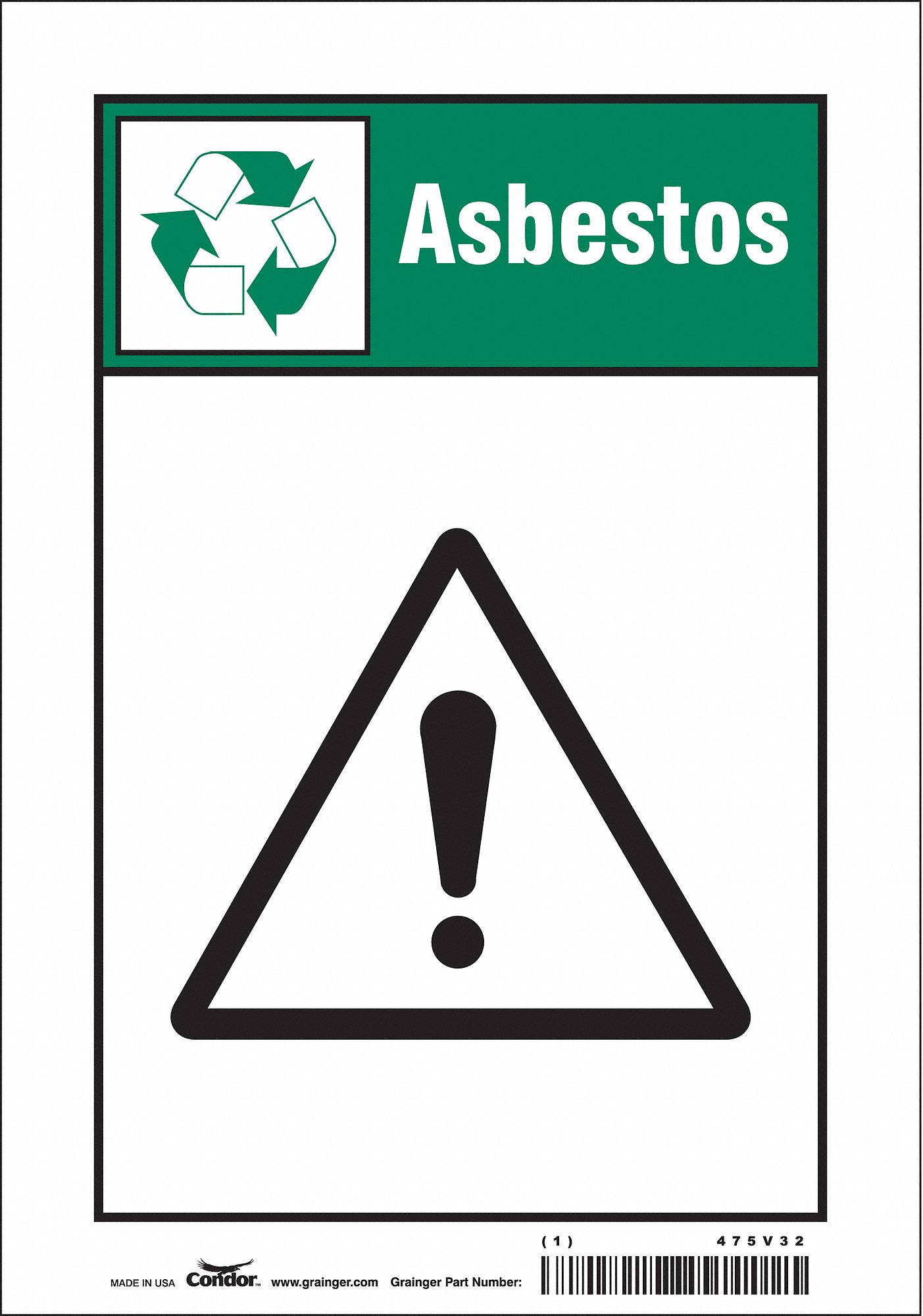 Safety Sign: Vinyl, Adhesive Sign Mounting, 10 in x 7 in Nominal Sign Size, Not Retroreflective