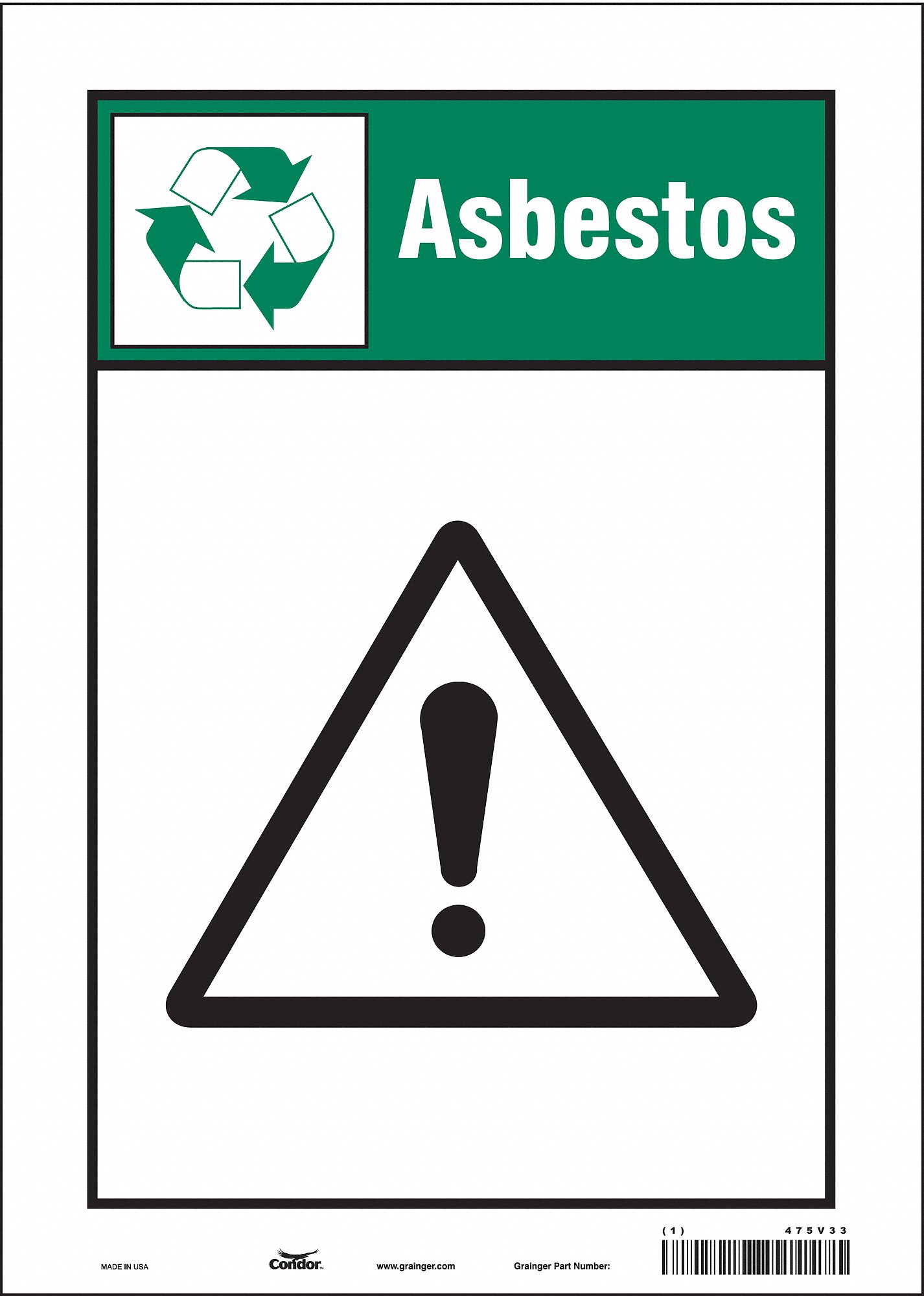 Safety Sign: Vinyl, Adhesive Sign Mounting, 14 in x 10 in Nominal Sign Size, Not Retroreflective