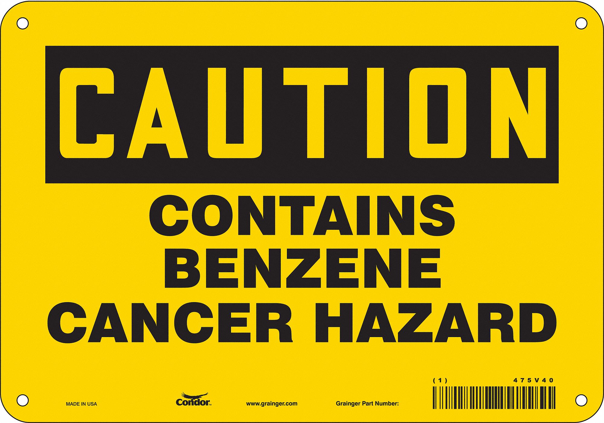 Safety Sign: Aluminum, Mounting Holes Sign Mounting, 7 in x 10 in Nominal Sign Size, 0.032 in Thick