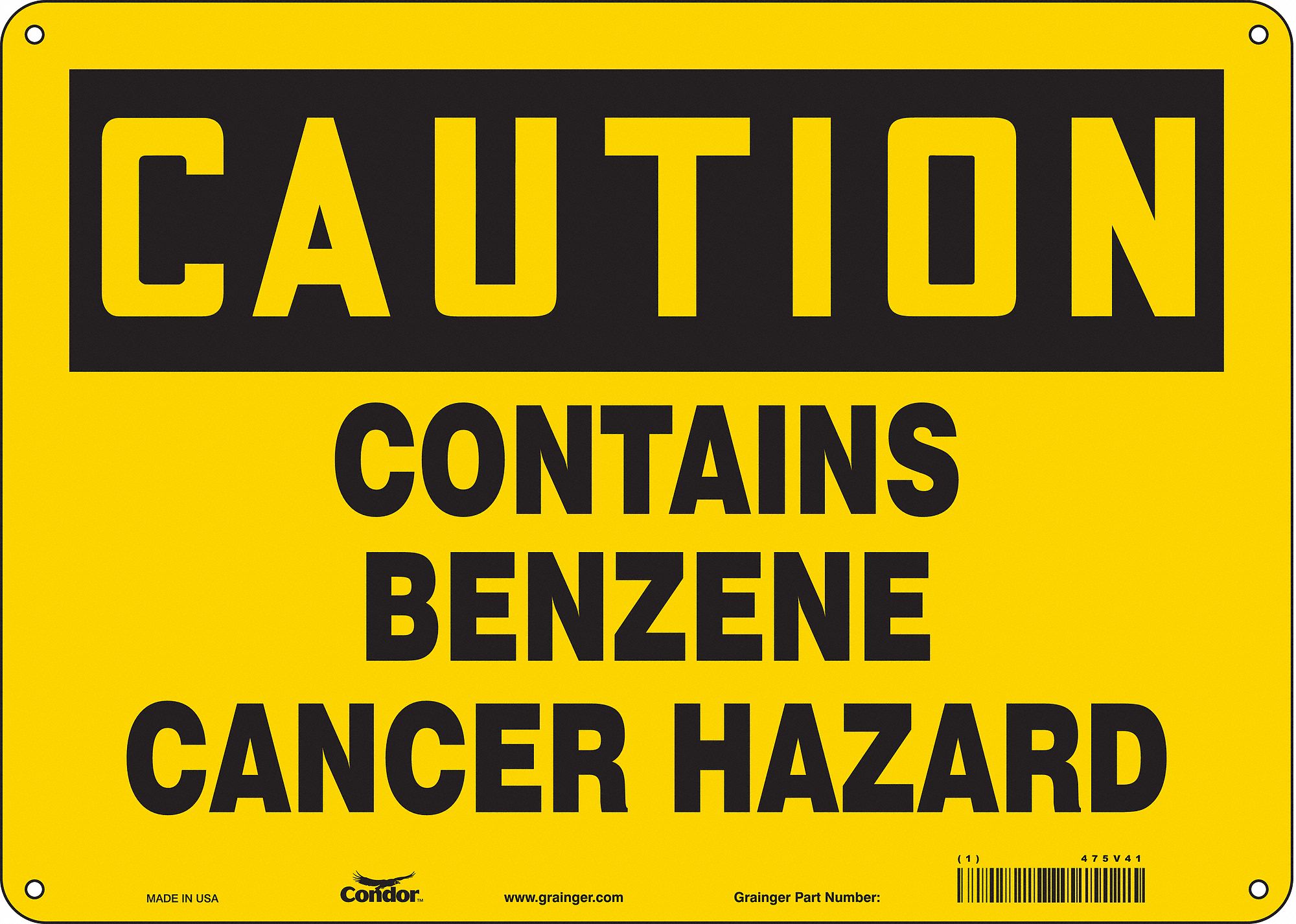 Safety Sign: Aluminum, Mounting Holes Sign Mounting, 10 in x 14 in Nominal Sign Size, 0.032 in Thick