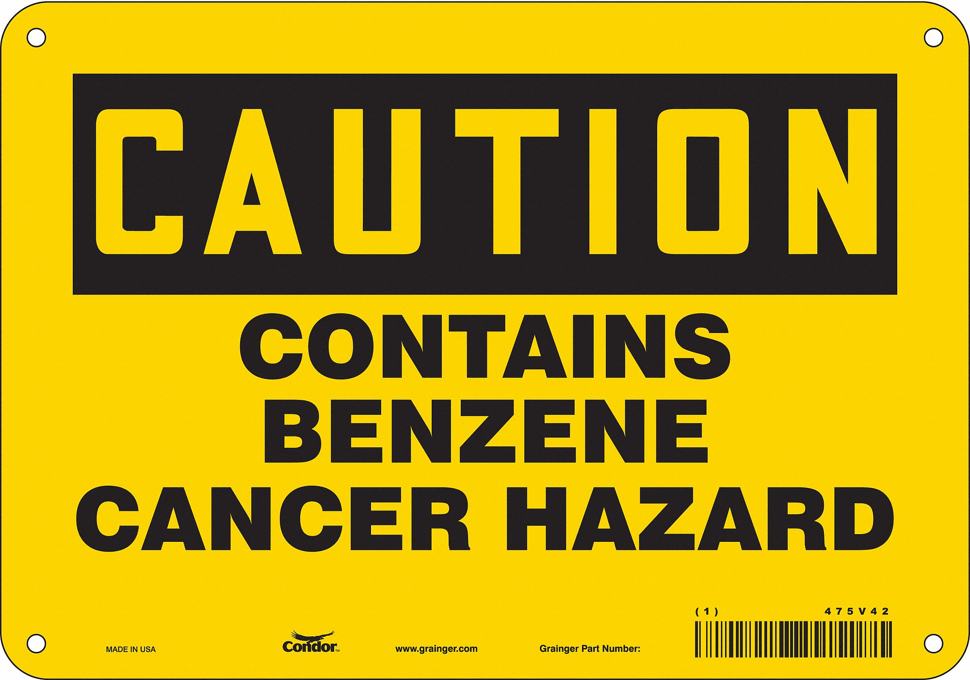 Safety Sign: Polyethylene, Mounting Holes Sign Mounting, 7 in x 10 in Nominal Sign Size