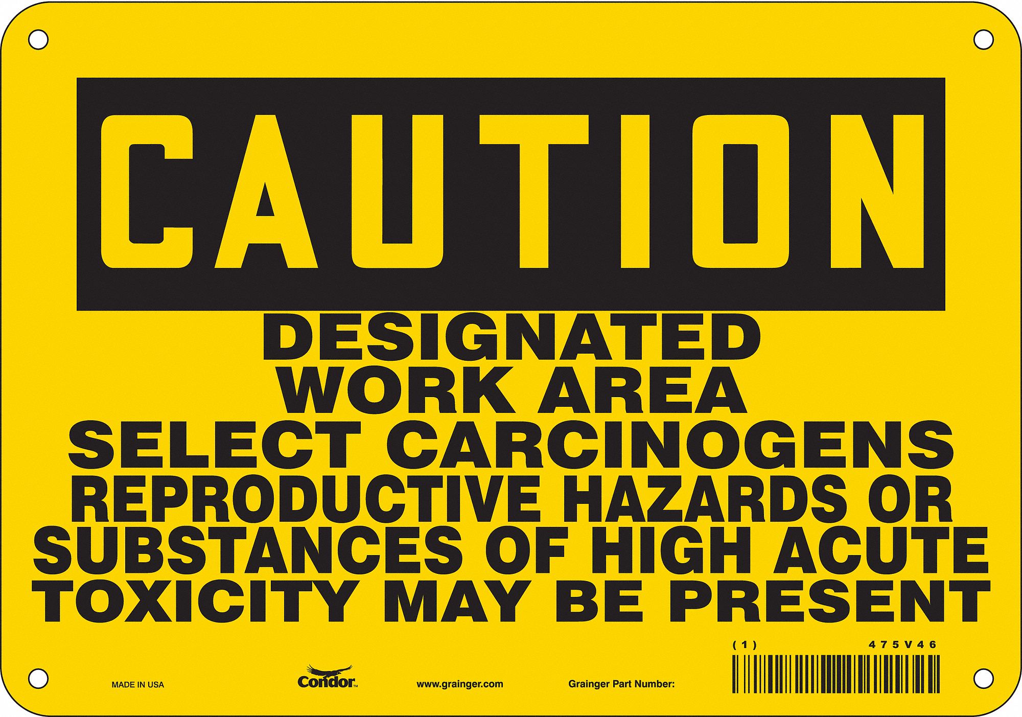 Safety Sign: Aluminum, Mounting Holes Sign Mounting, 7 in x 10 in Nominal Sign Size, 0.032 in Thick
