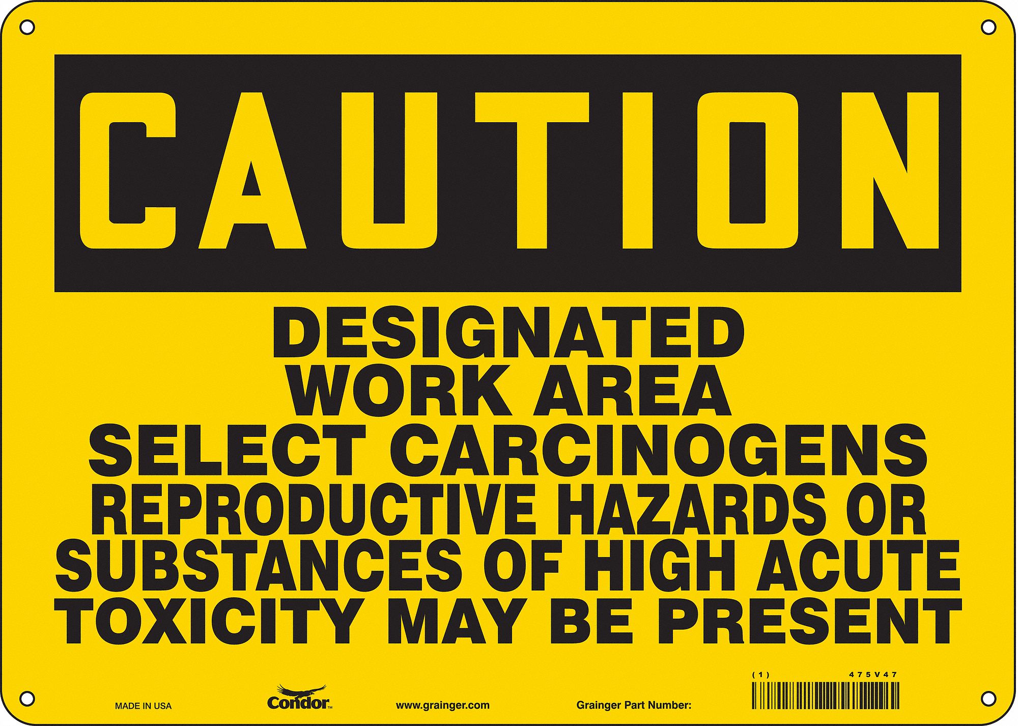 Safety Sign: Aluminum, Mounting Holes Sign Mounting, 10 in x 14 in Nominal Sign Size, 0.032 in Thick