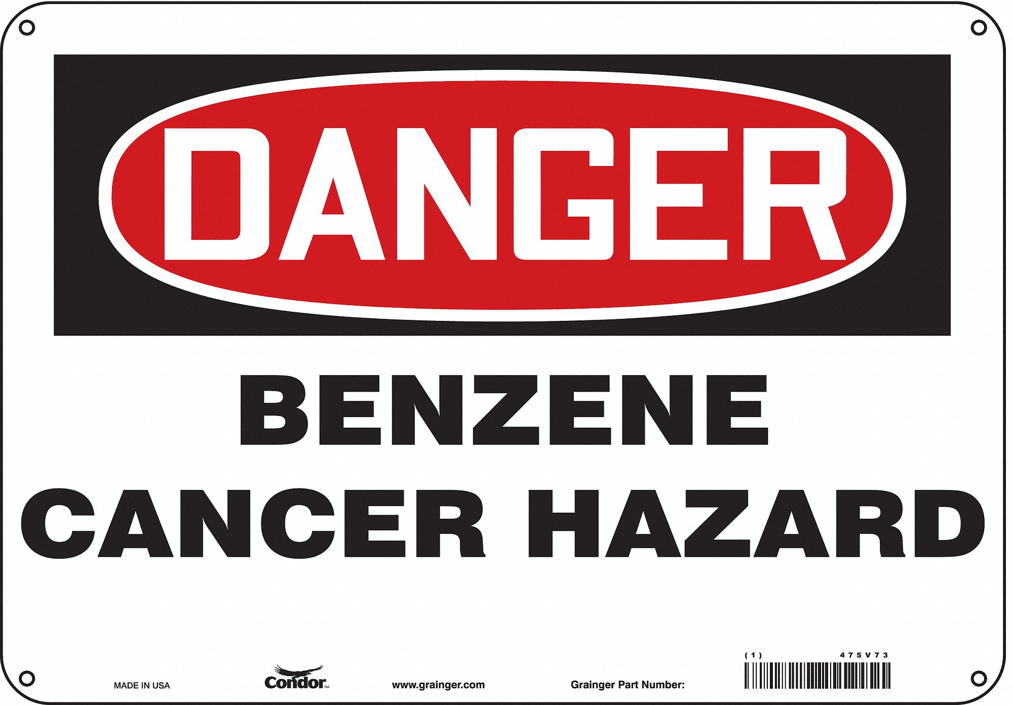 Safety Sign: Polyethylene, Mounting Holes Sign Mounting, 7 in x 10 in Nominal Sign Size