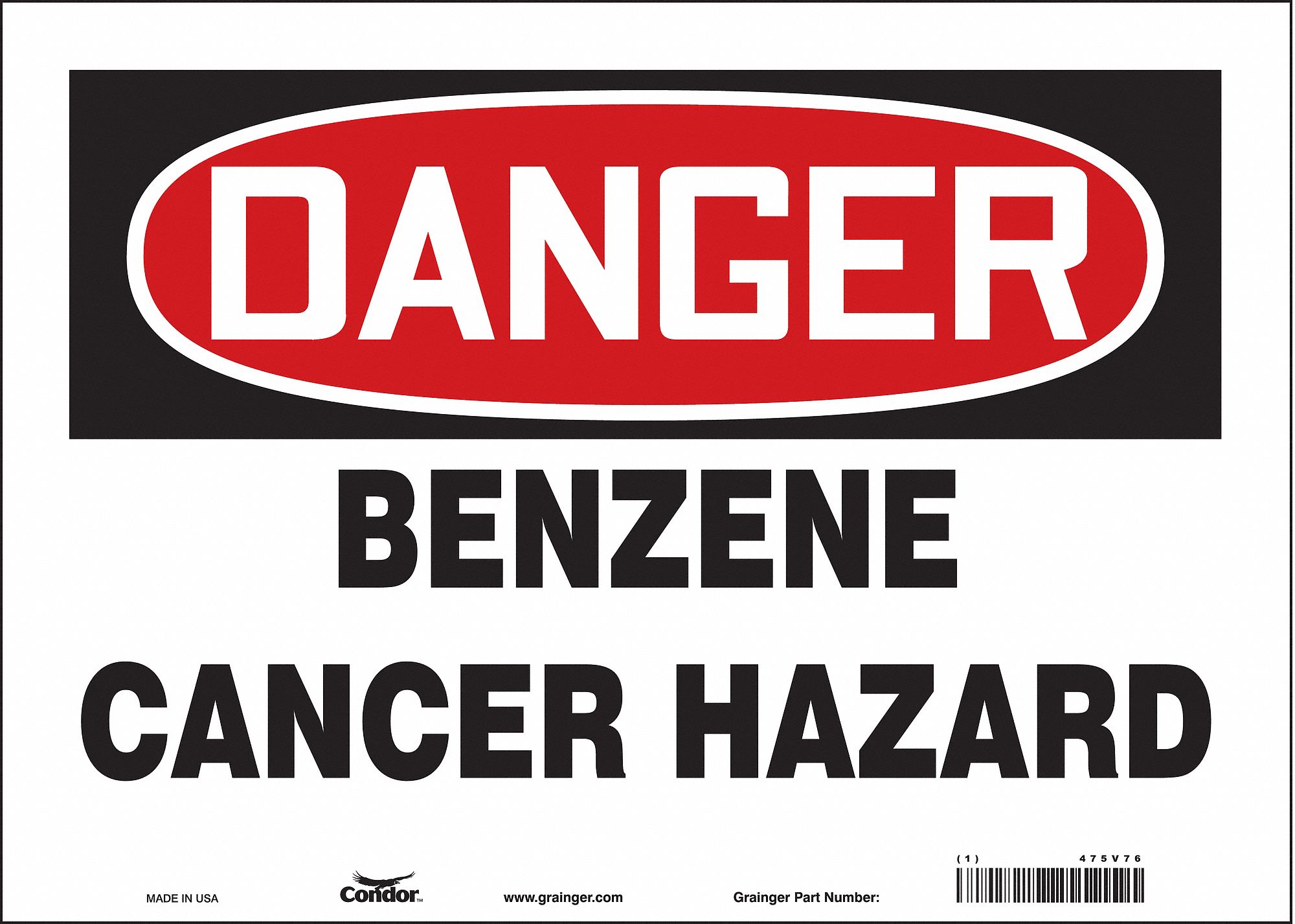 Safety Sign: Vinyl, Adhesive Sign Mounting, 10 in x 14 in Nominal Sign Size, Not Retroreflective