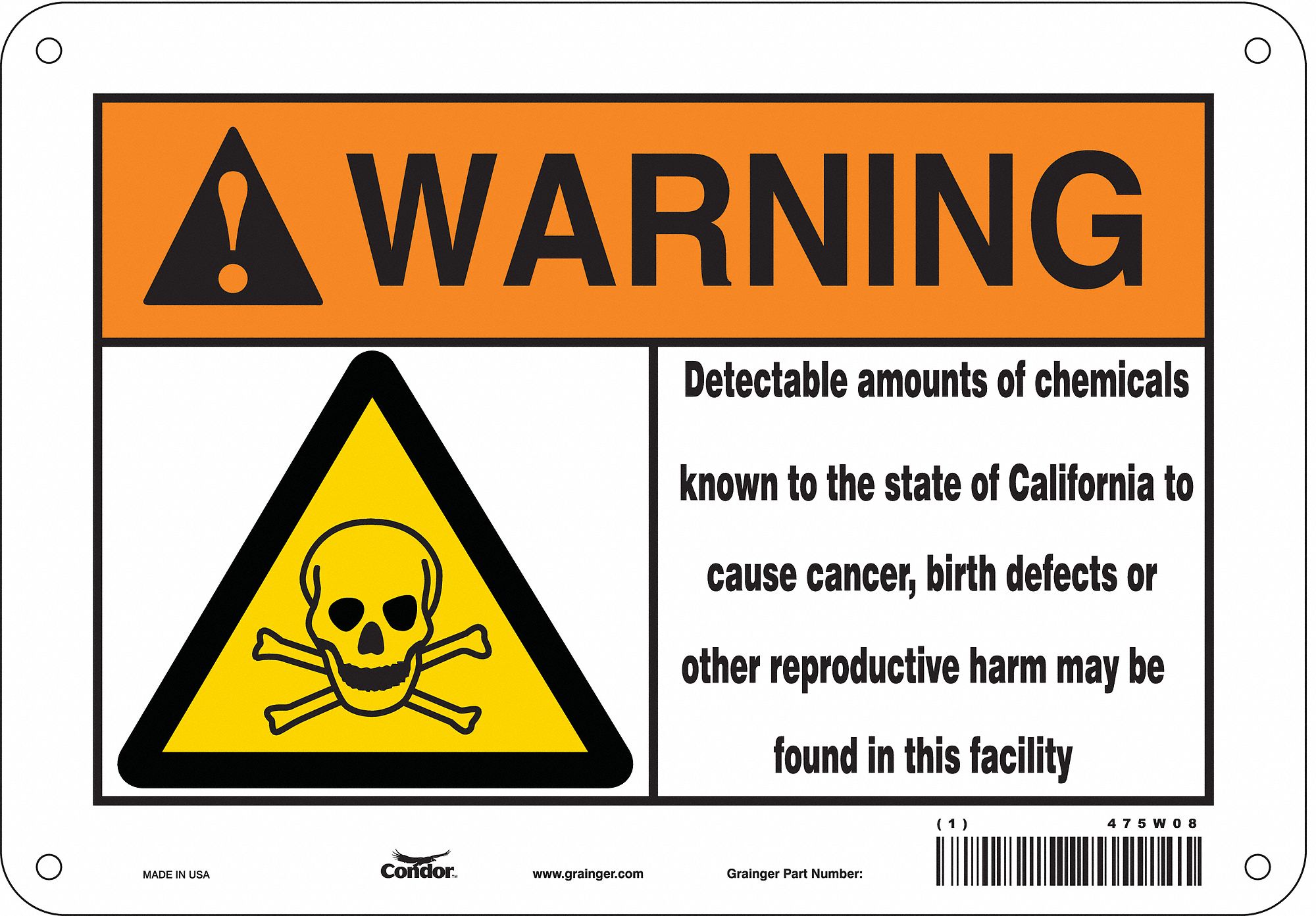 Safety Sign, 10" Wx7" H, 0.032" Thickness