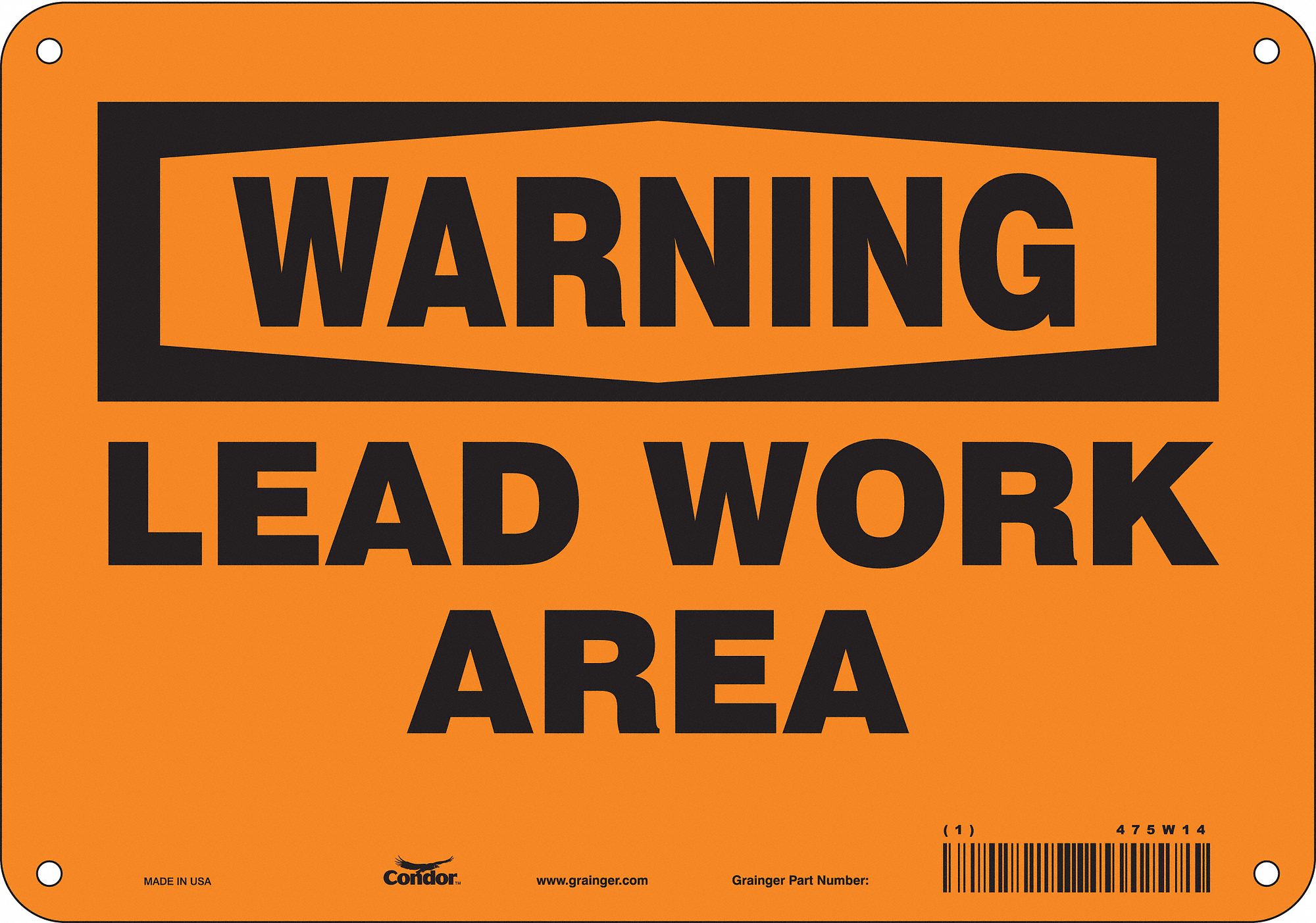 Safety Sign: Aluminum, Mounting Holes Sign Mounting, 7 in x 10 in Nominal Sign Size, 0.032 in Thick