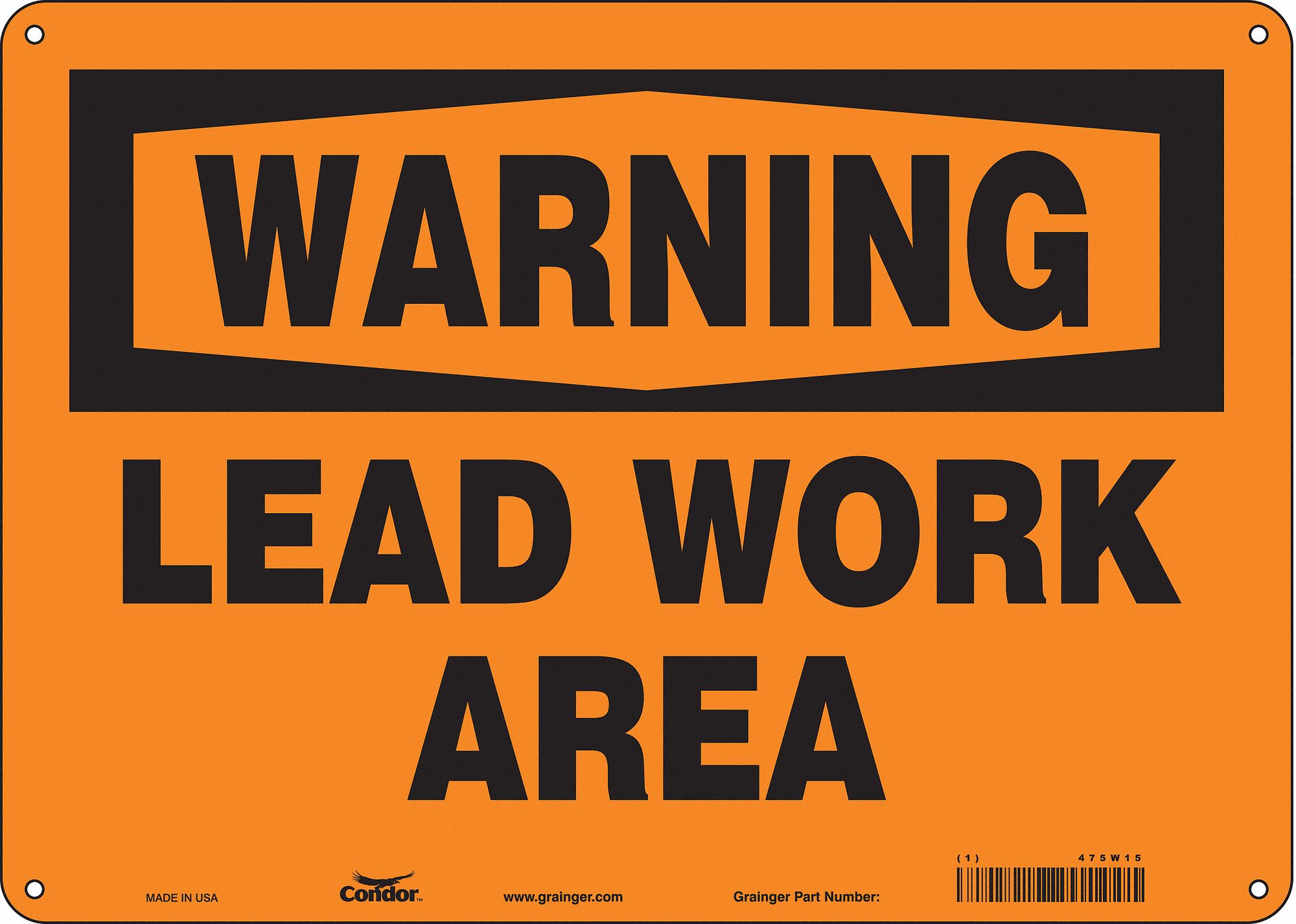 Safety Sign: Aluminum, Mounting Holes Sign Mounting, 10 in x 14 in Nominal Sign Size, 0.032 in Thick