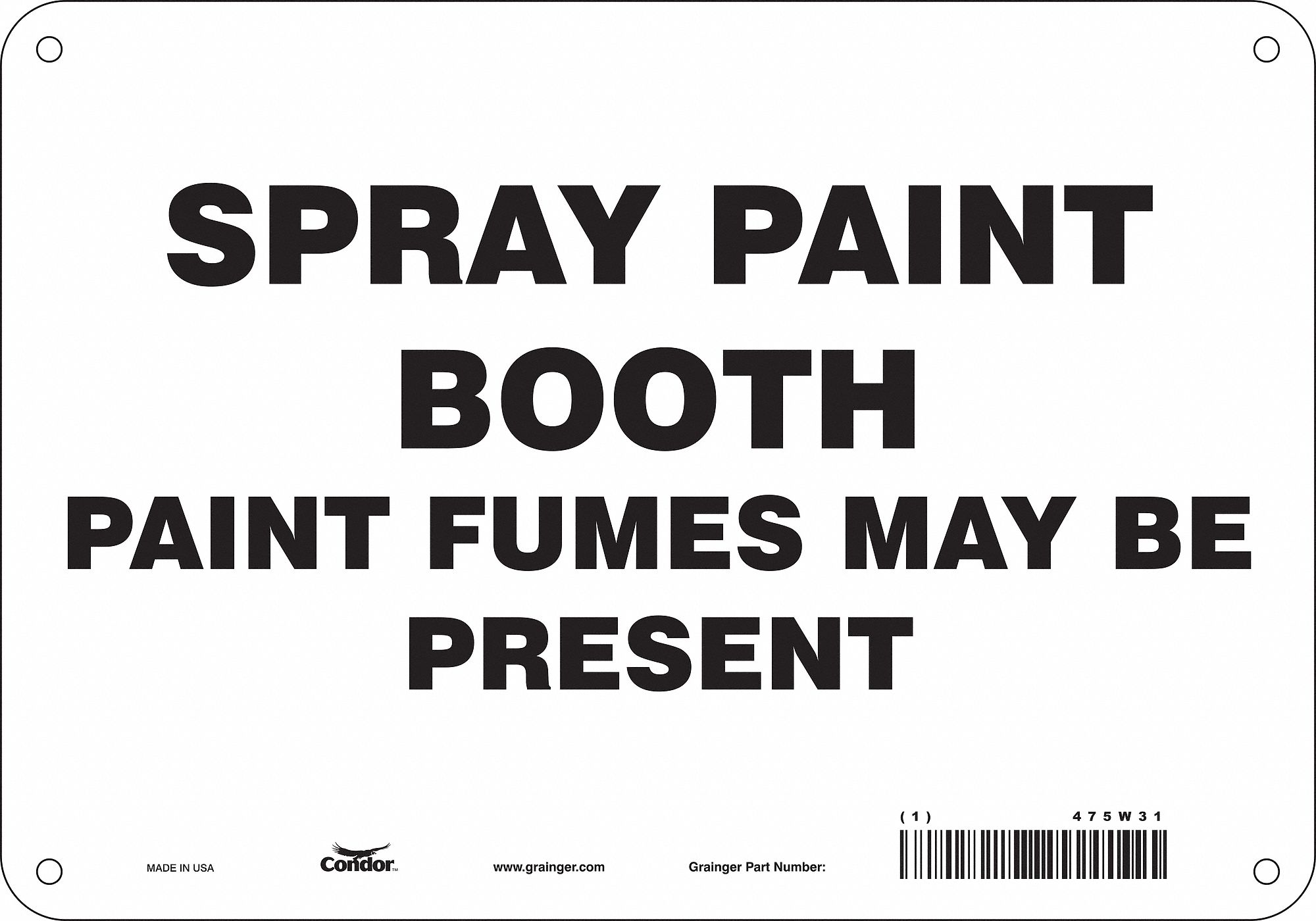 CONDOR Safety Sign, Sign Format Other Format, Spray Paint Booth Paint