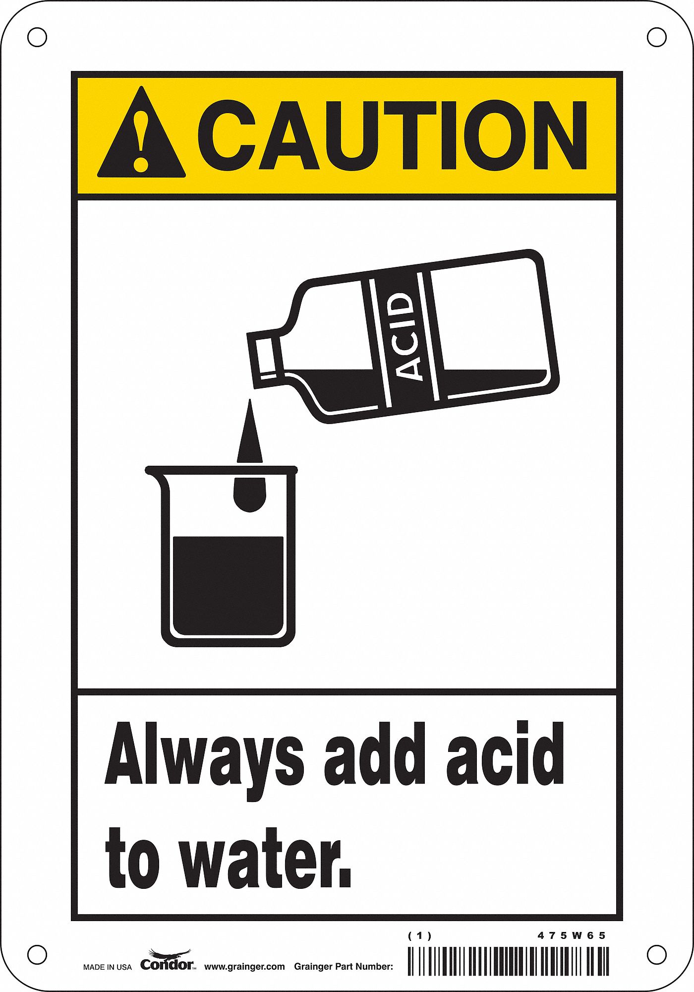 Safety Sign: Vinyl, Adhesive Sign Mounting, 10 in x 7 in Nominal Sign Size, Not Retroreflective
