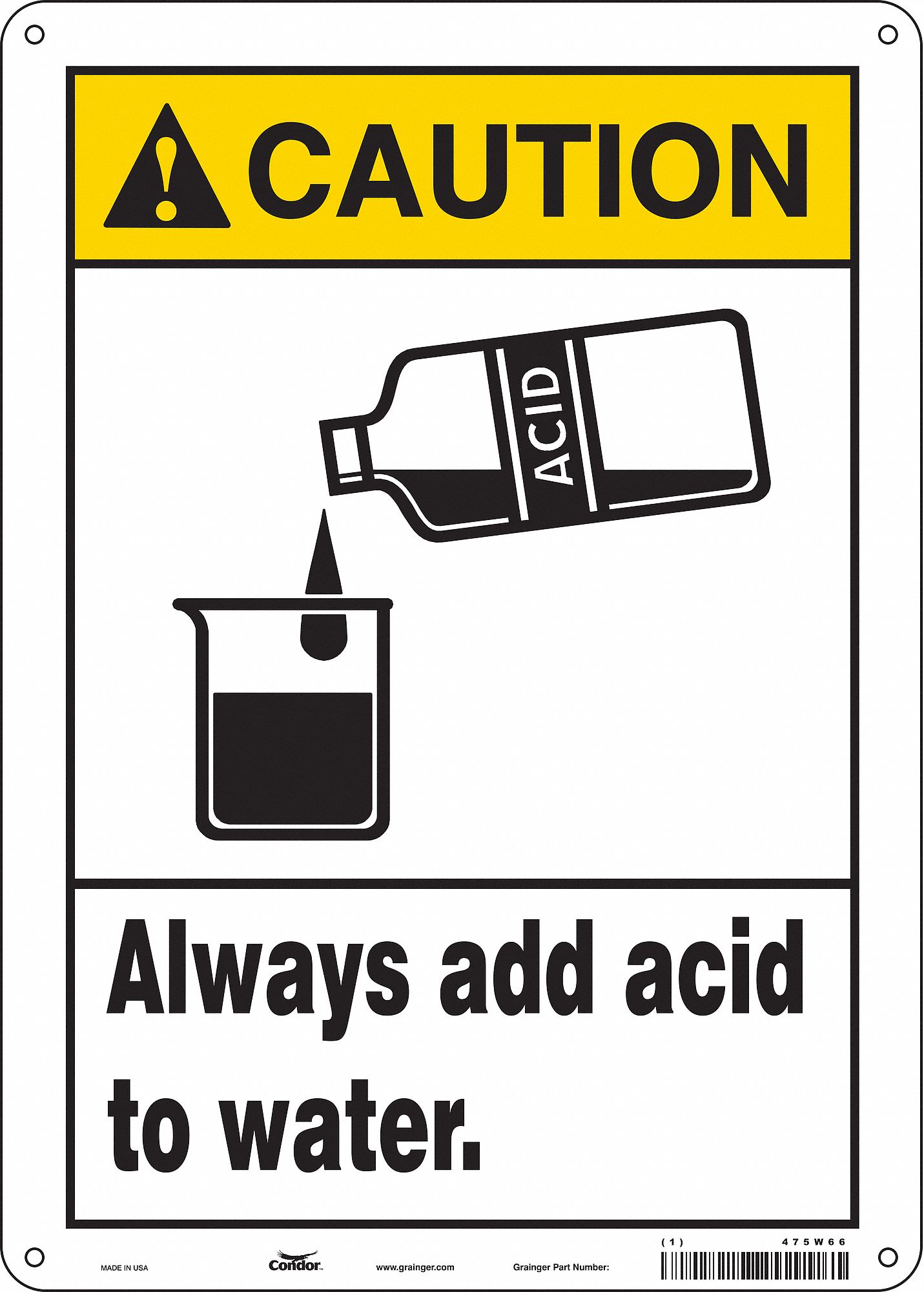 Safety Sign: Vinyl, Adhesive Sign Mounting, 14 in x 10 in Nominal Sign Size, Not Retroreflective