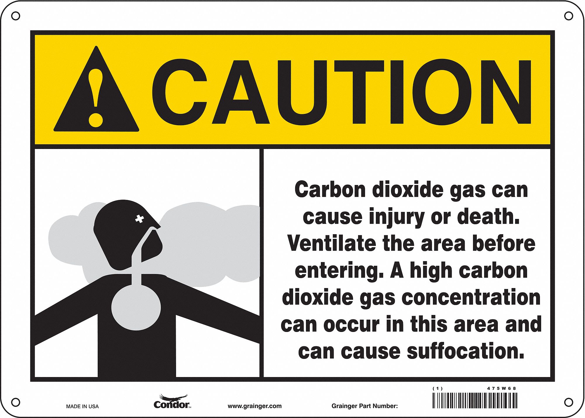 Safety Sign: Aluminum, Mounting Holes Sign Mounting, 10 in x 14 in Nominal Sign Size, 0.032 in Thick