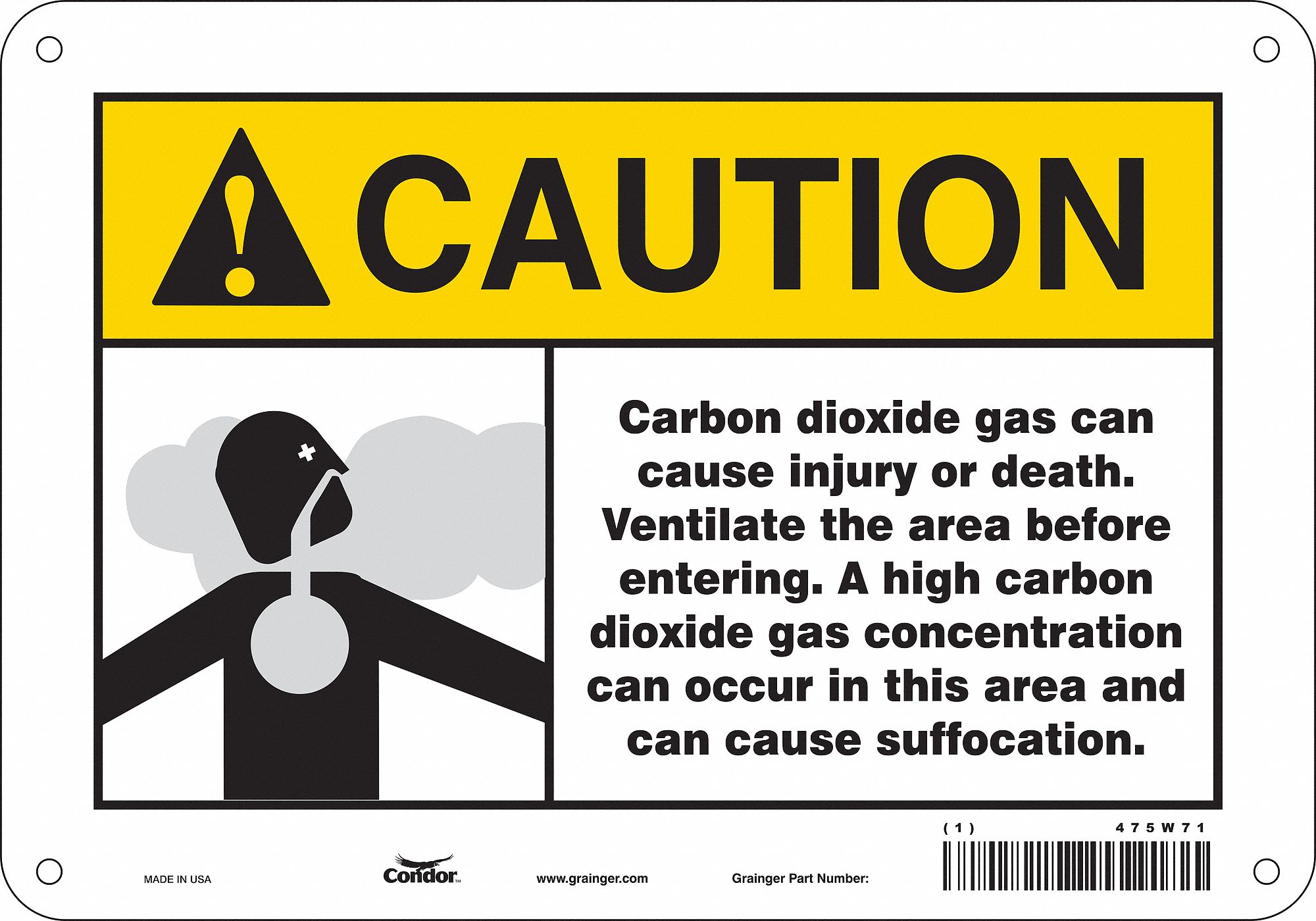 Safety Sign: Polyethylene, Mounting Holes Sign Mounting, 7 in x 10 in Nominal Sign Size