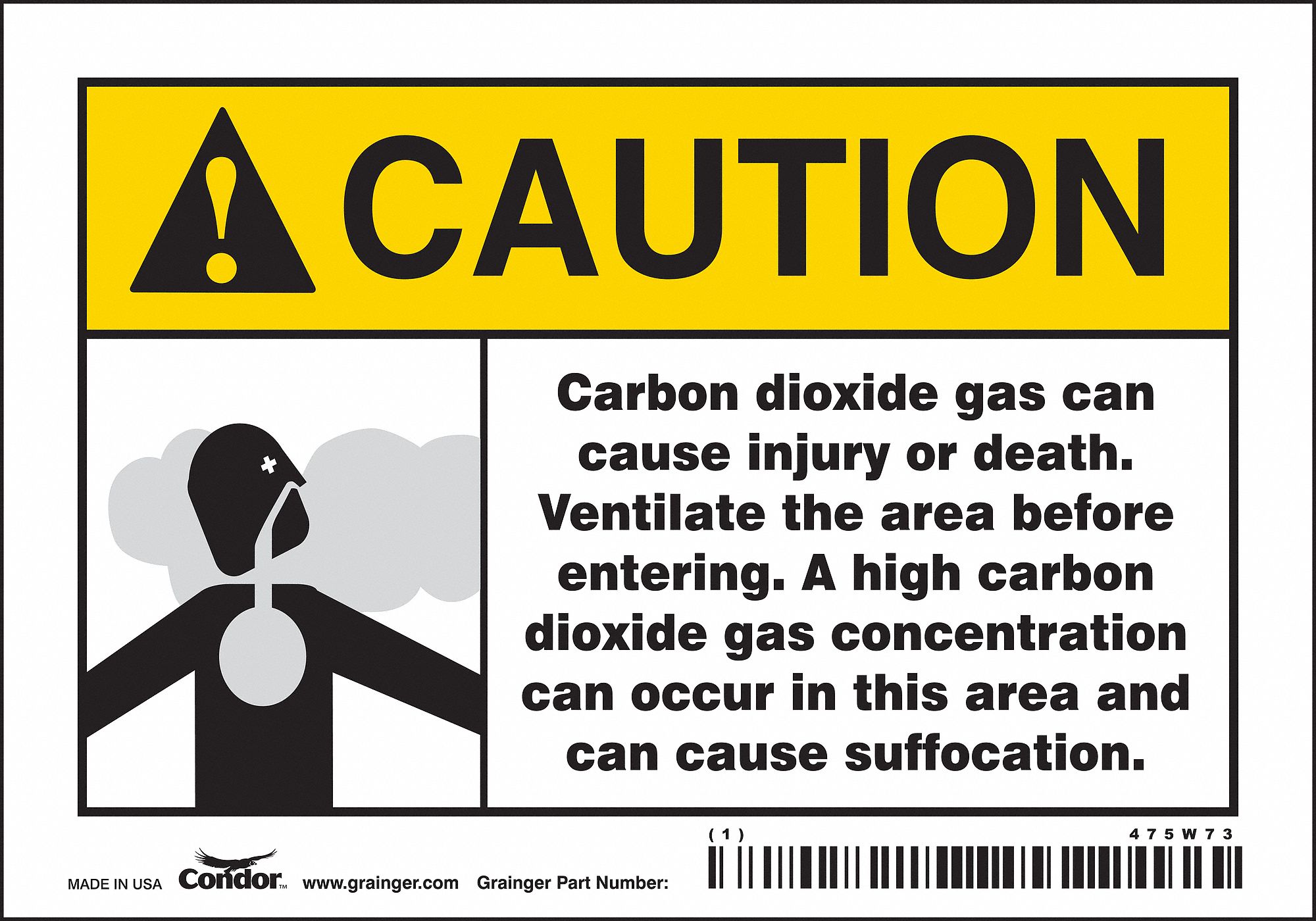Safety Sign: Vinyl, Adhesive Sign Mounting, 3 1/2 in x 5 in Nominal Sign Size, Not Retroreflective