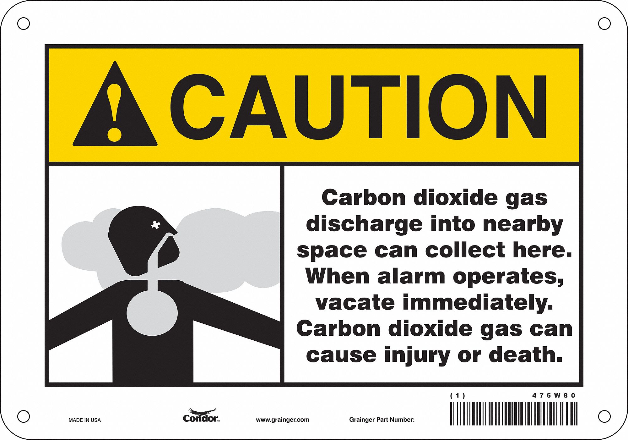 Safety Sign: Polyethylene, Mounting Holes Sign Mounting, 7 in x 10 in Nominal Sign Size