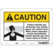 Caution: Carbon Dioxide Gas Discharge Into Nearby Space Can Collect Here. When Alarm Operates, Vacate Immediately. Carbon Dioxide Gas Can Cause Injury Or Death. Signs