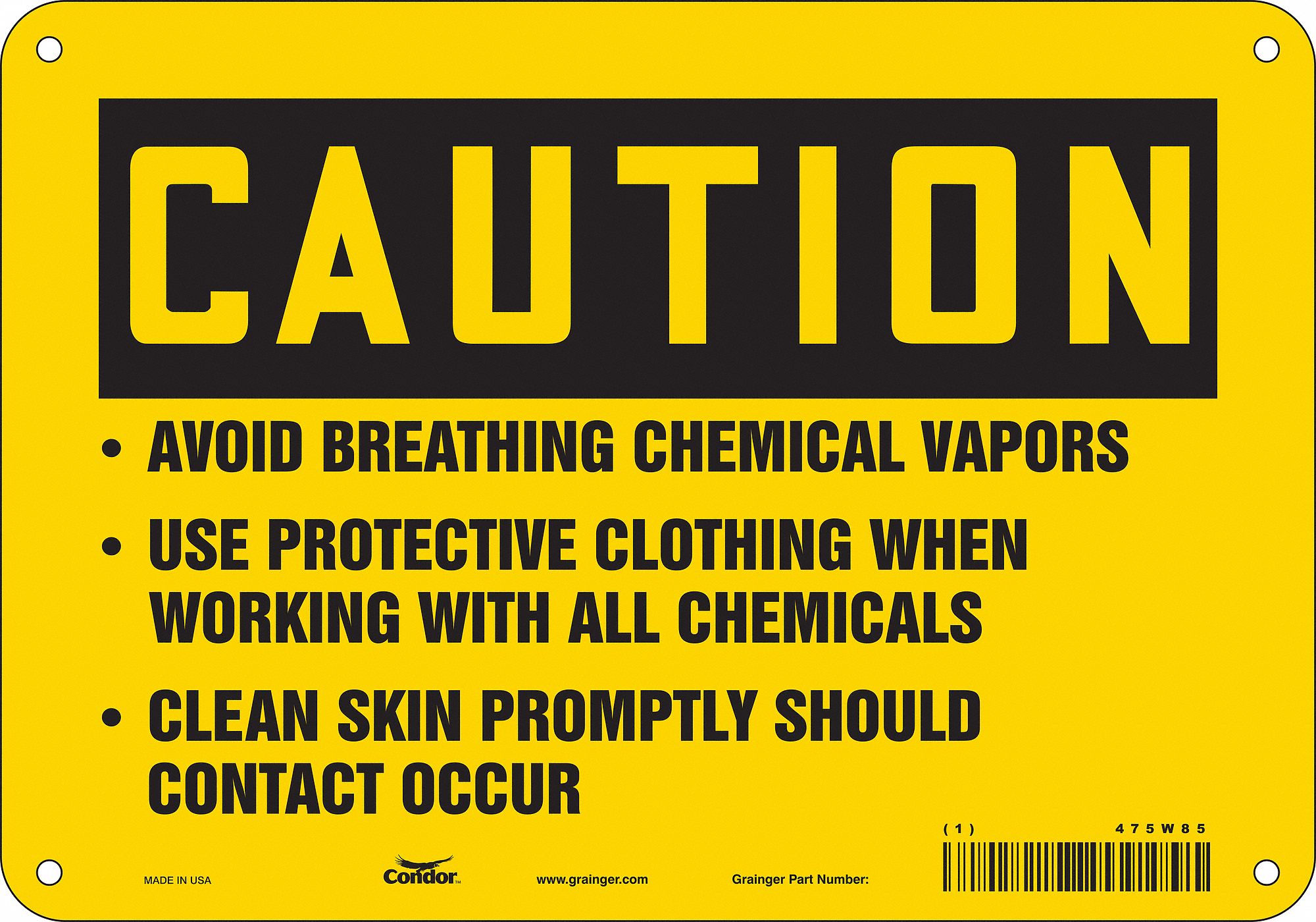 Safety Sign: Aluminum, Mounting Holes Sign Mounting, 7 in x 10 in Nominal Sign Size, 0.032 in Thick