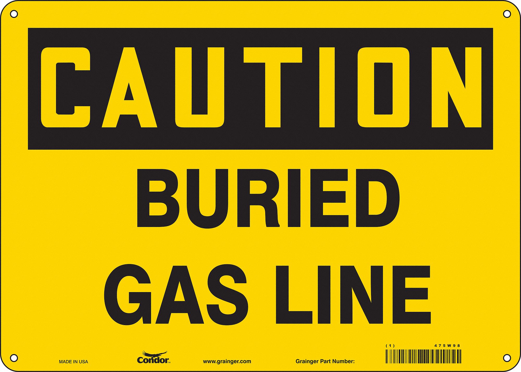 Safety Sign: Aluminum, Mounting Holes Sign Mounting, 10 in x 14 in Nominal Sign Size, 0.032 in Thick