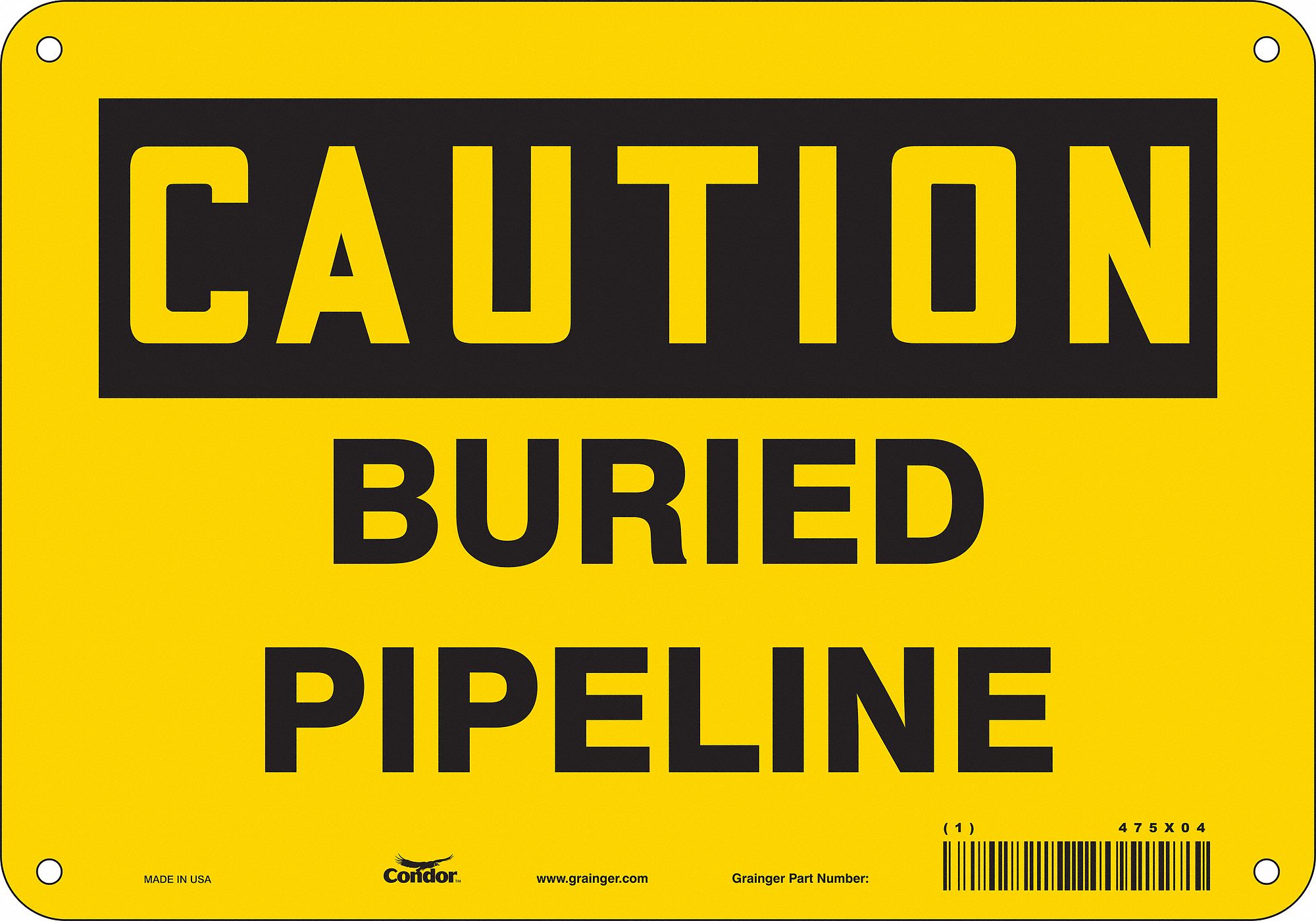 Safety Sign: Aluminum, Mounting Holes Sign Mounting, 7 in x 10 in Nominal Sign Size, 0.032 in Thick