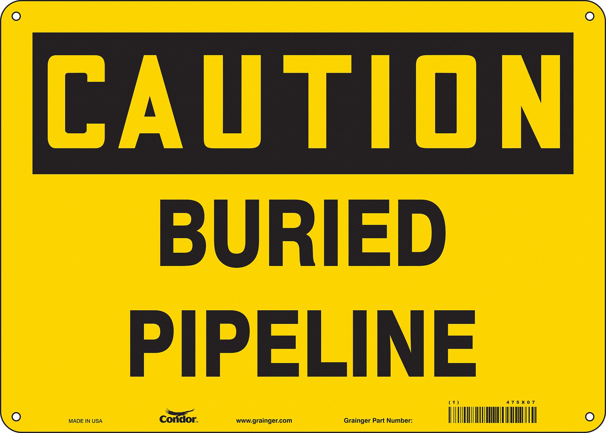 Safety Sign: Polyethylene, Mounting Holes Sign Mounting, 10 in x 14 in Nominal Sign Size