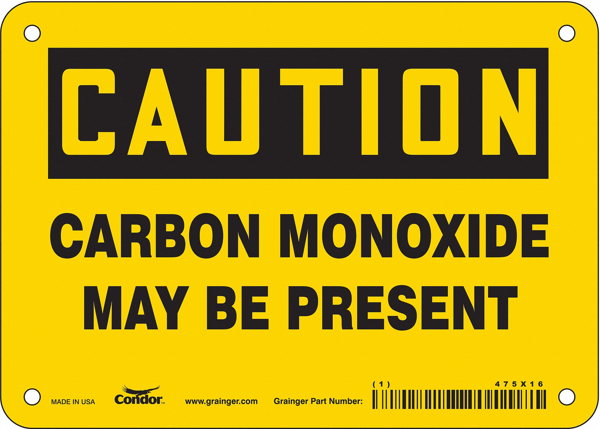 Safety Sign: Aluminum, Mounting Holes Sign Mounting, 5 in x 7 in Nominal Sign Size, 0.032 in Thick