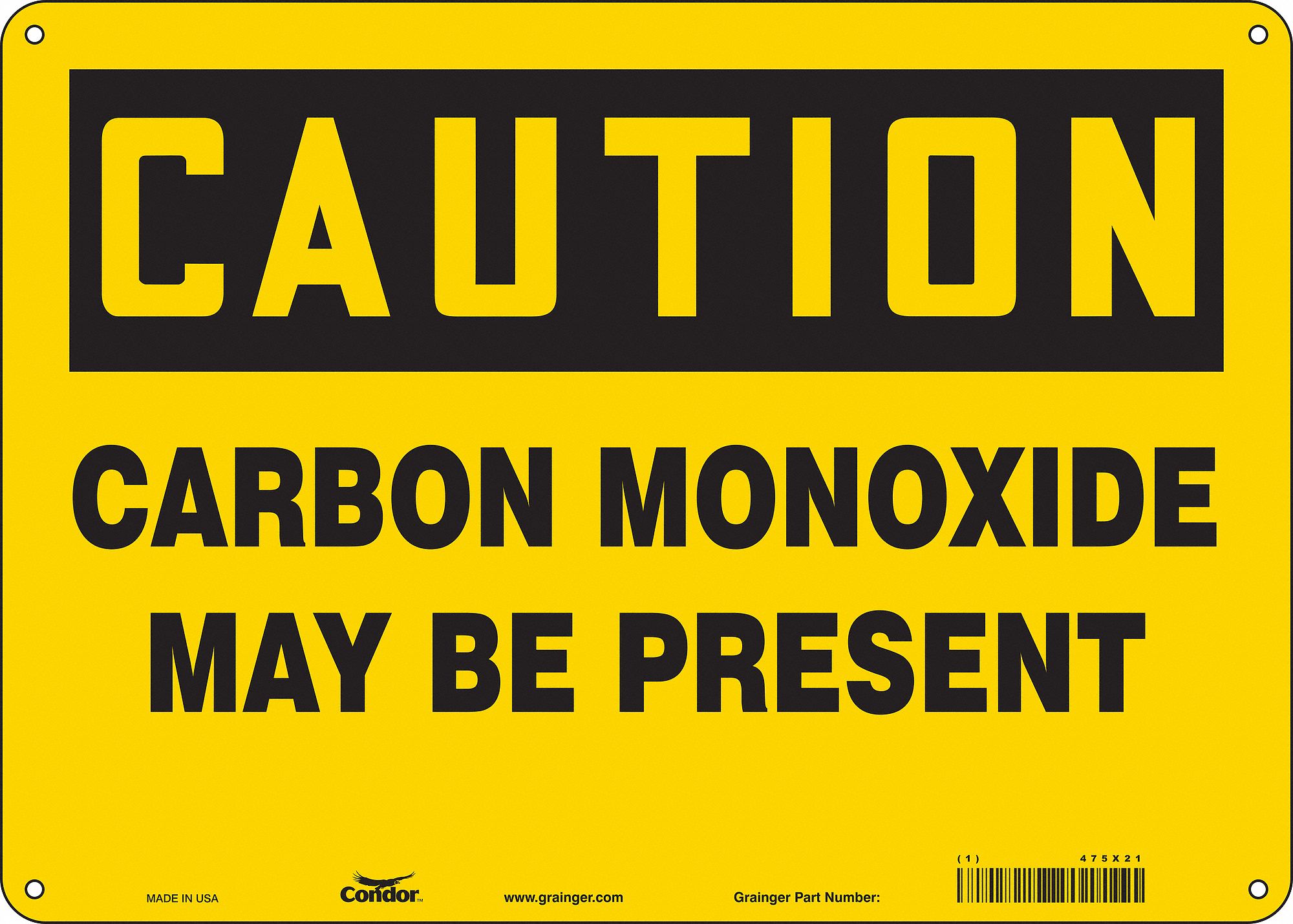 Safety Sign: Polyethylene, Mounting Holes Sign Mounting, 10 in x 14 in Nominal Sign Size