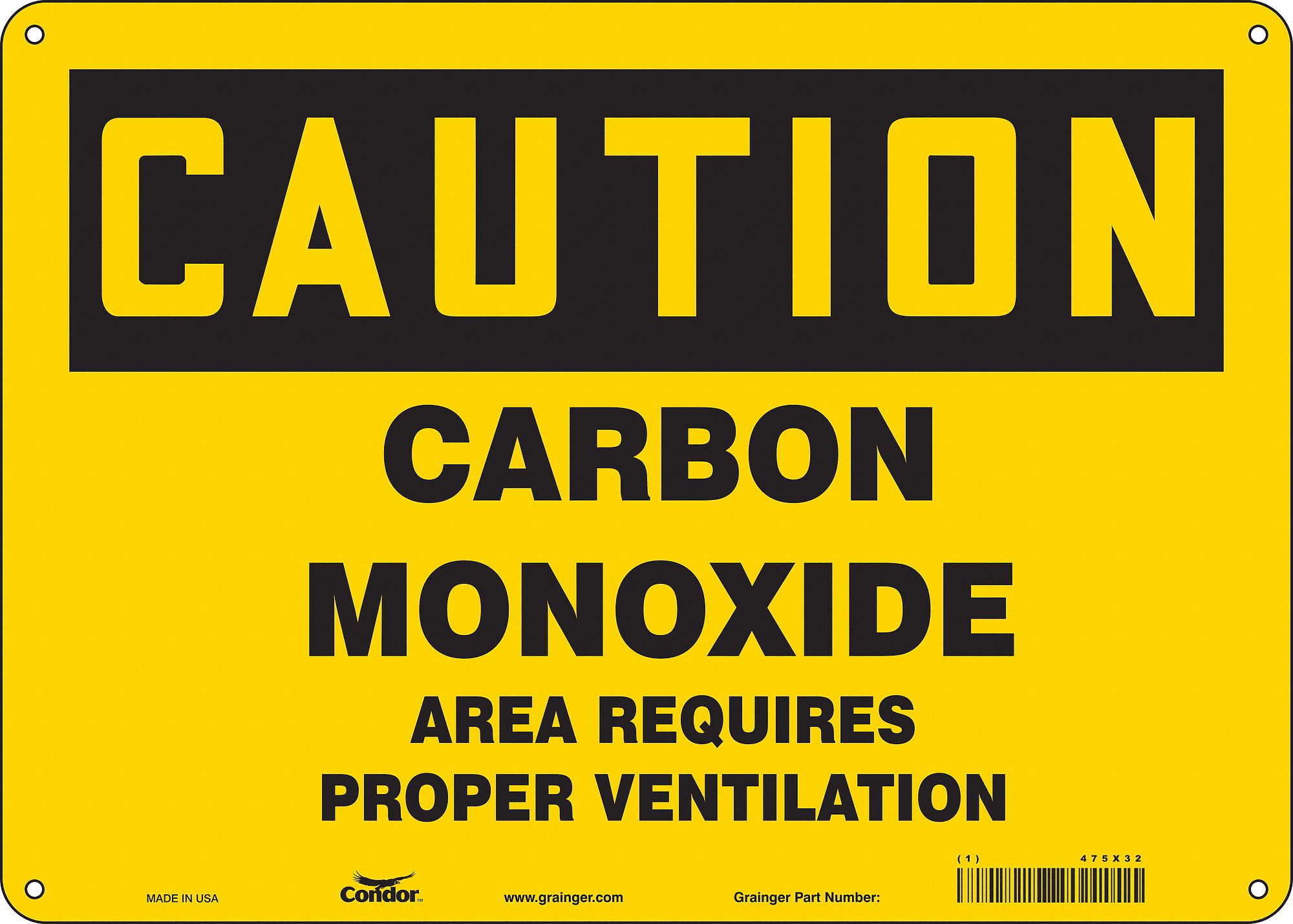 Safety Sign: Aluminum, Mounting Holes Sign Mounting, 10 in x 14 in Nominal Sign Size, 0.032 in Thick