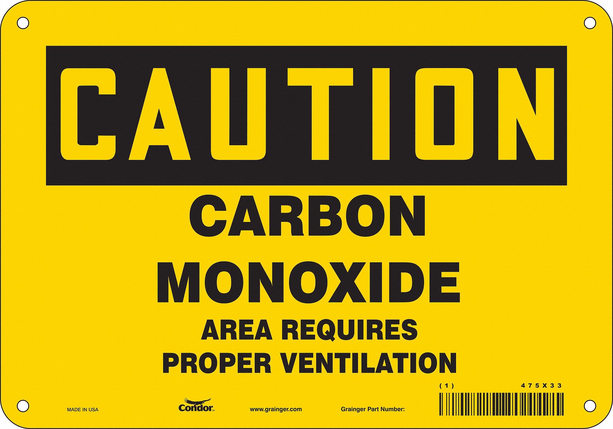 Safety Sign: Polyethylene, Mounting Holes Sign Mounting, 7 in x 10 in Nominal Sign Size